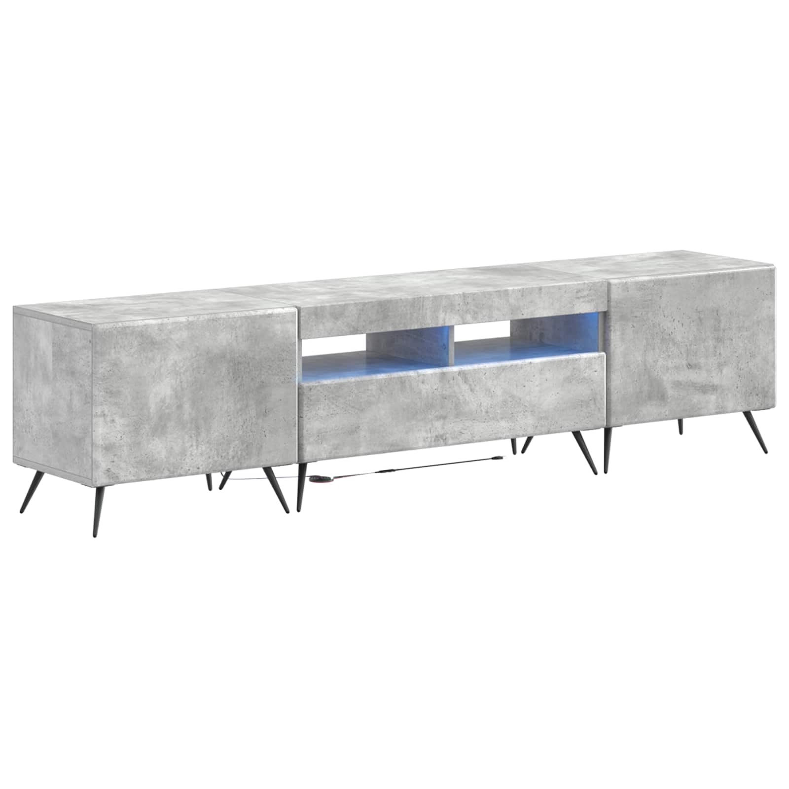 5-teiliges LED TV Schrank Betongrau Holzwerkstoff