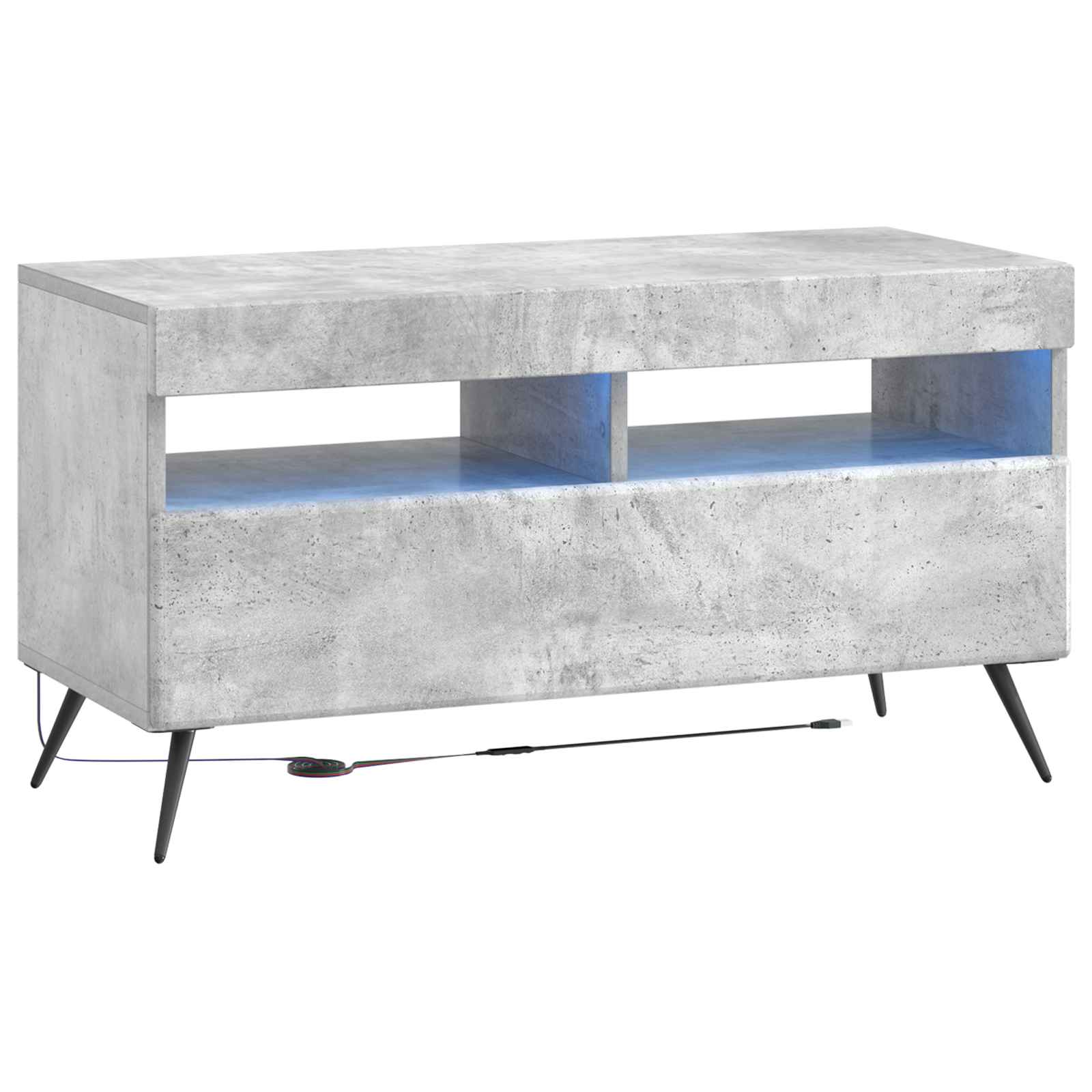 5-teiliges LED TV Schrank Betongrau Holzwerkstoff