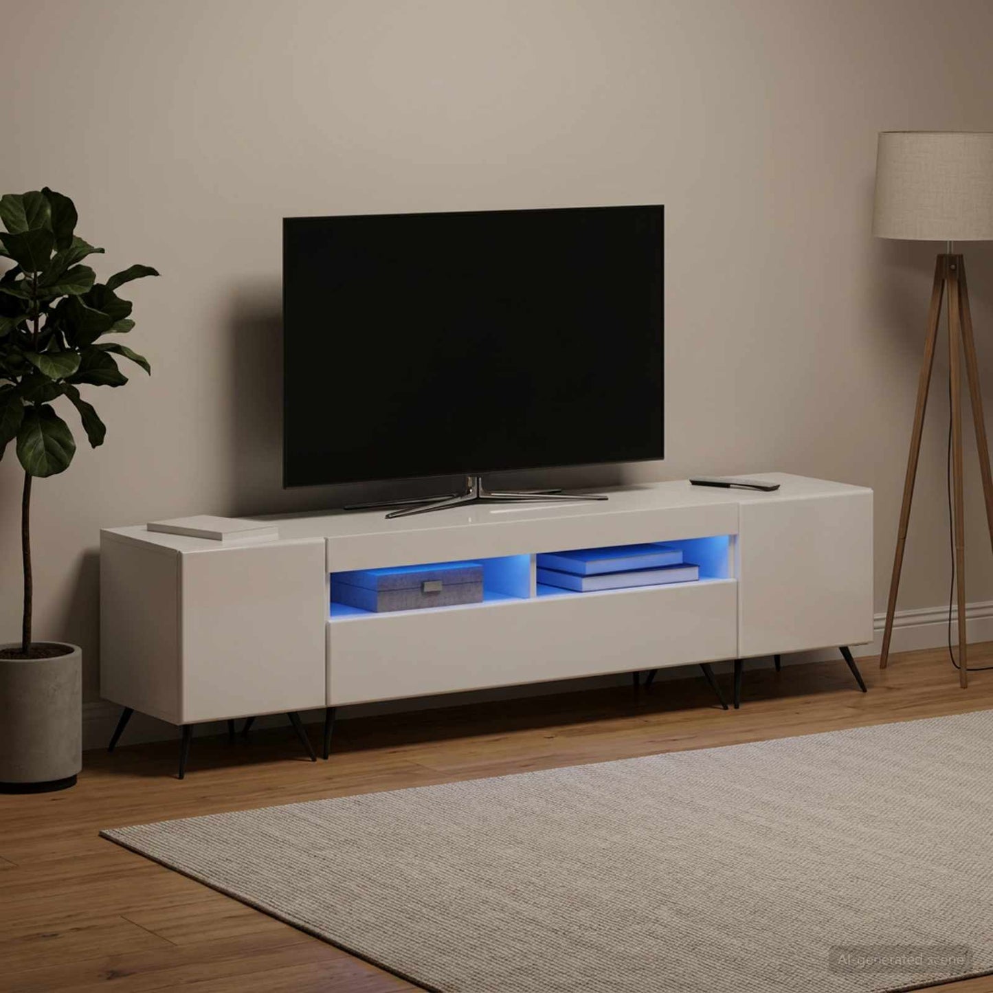 5-teiliges LED TV Schrank Hochglanz Weiß Holzwerkstoff