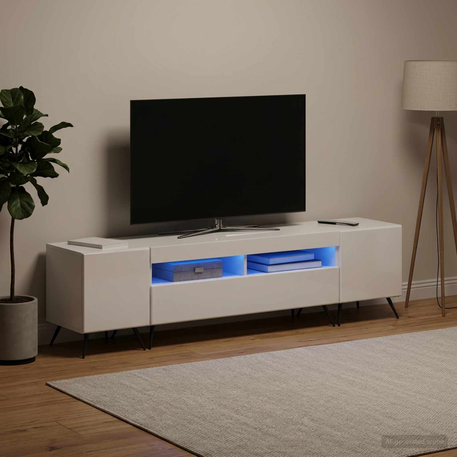 5-teiliges LED TV Schrank Hochglanz Weiß Holzwerkstoff