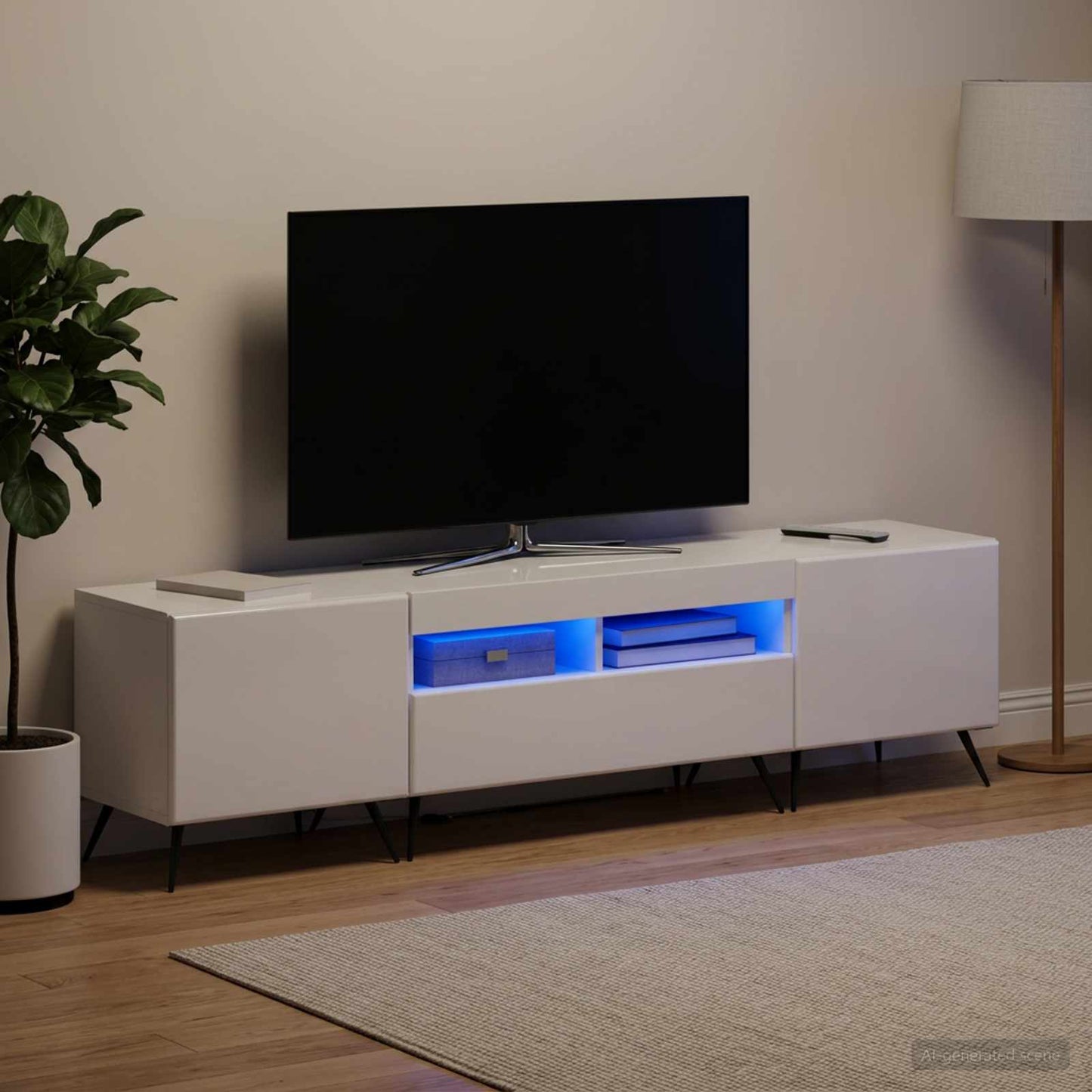 5-teiliges LED TV Schrank Hochglanz Weiß Holzwerkstoff