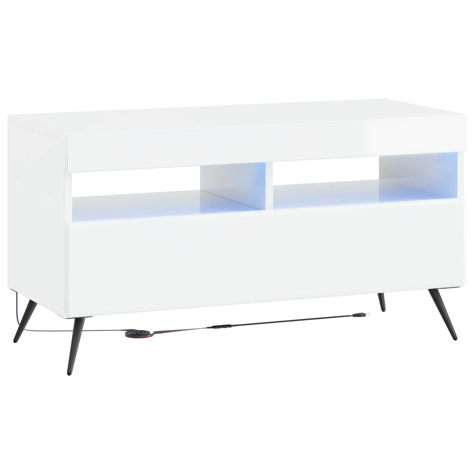 5-teiliges LED TV Schrank Hochglanz Weiß Holzwerkstoff