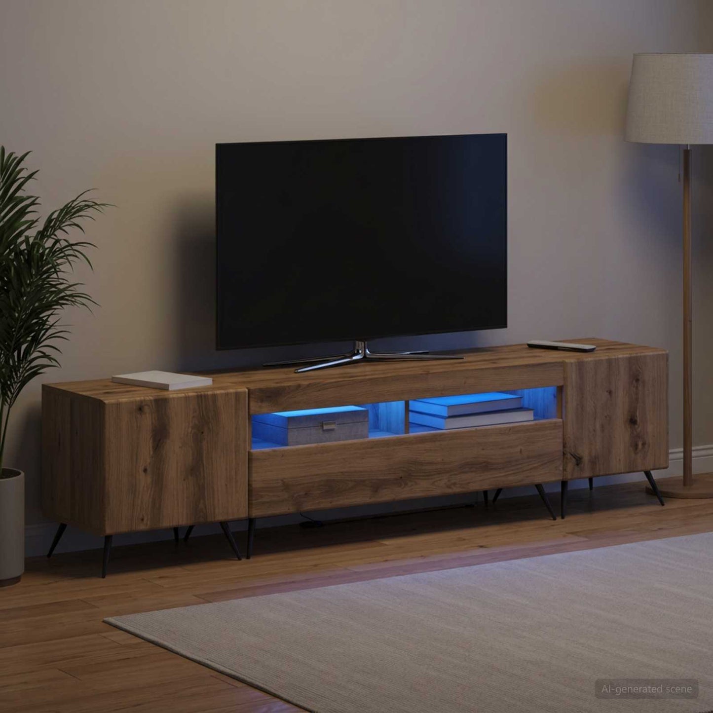 5-teiliges LED TV Schrank Artisan-Eiche Holzwerkstoff