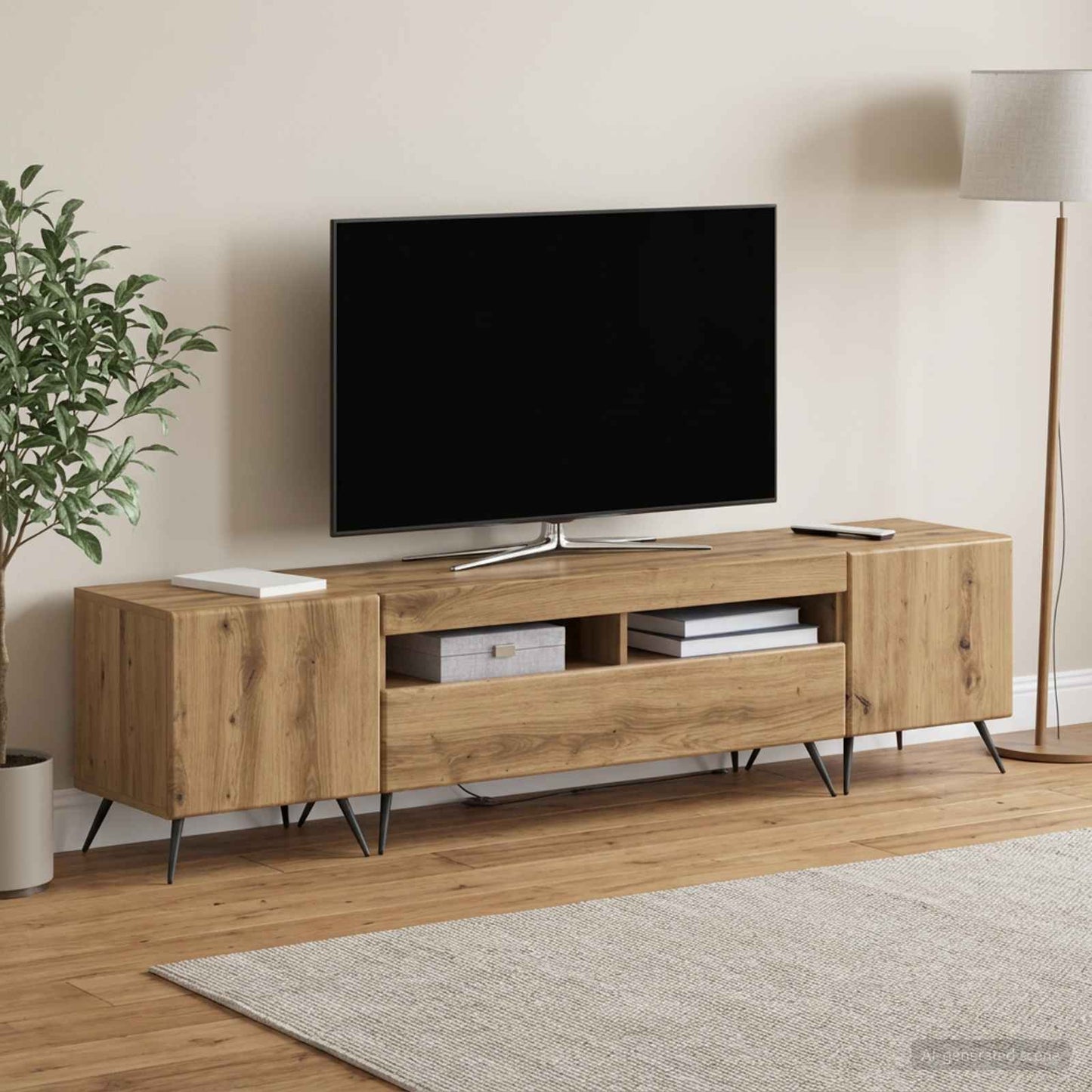 5-teiliges LED TV Schrank Artisan-Eiche Holzwerkstoff
