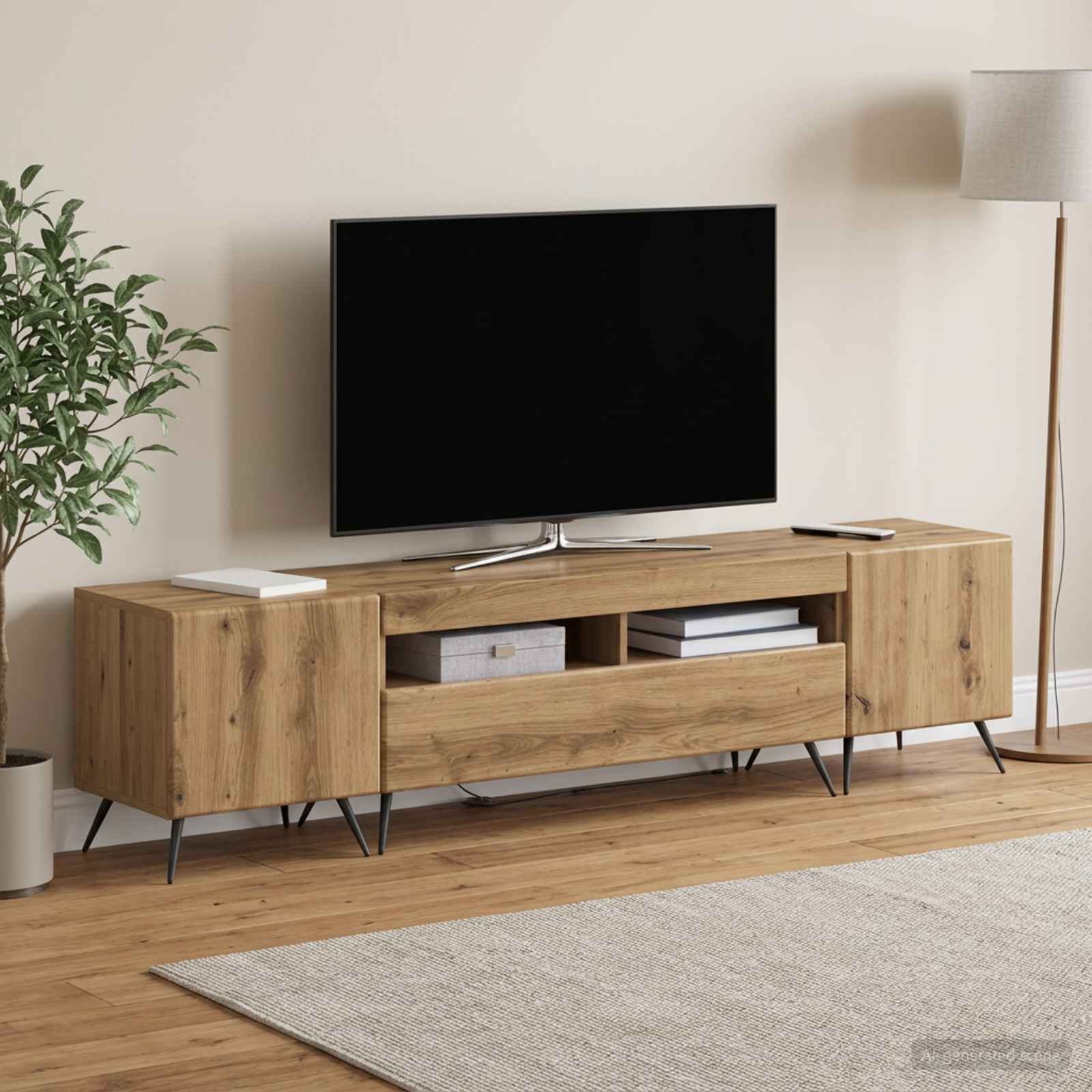 5-teiliges LED TV Schrank Artisan-Eiche Holzwerkstoff