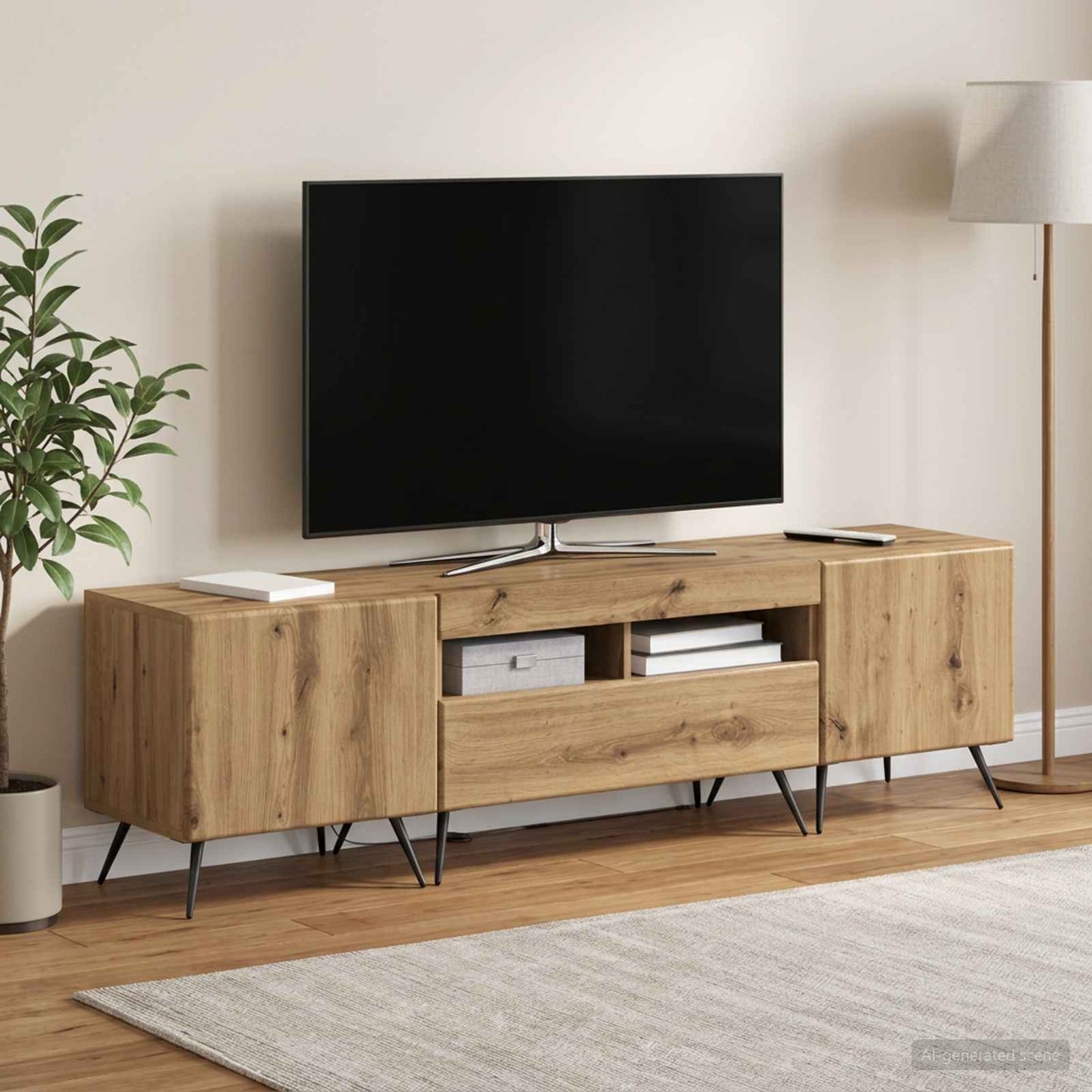 5-teiliges LED TV Schrank Artisan-Eiche Holzwerkstoff