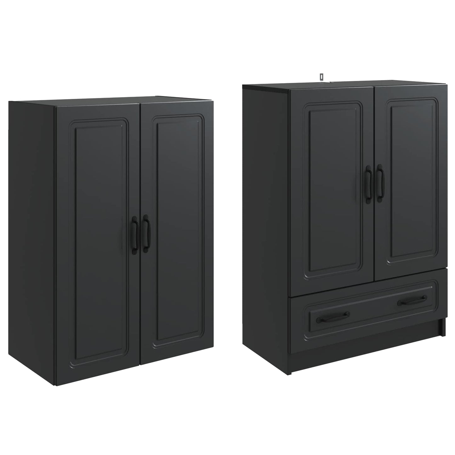 Schrankset 2 pcs Schwarz Holzwerkstoff