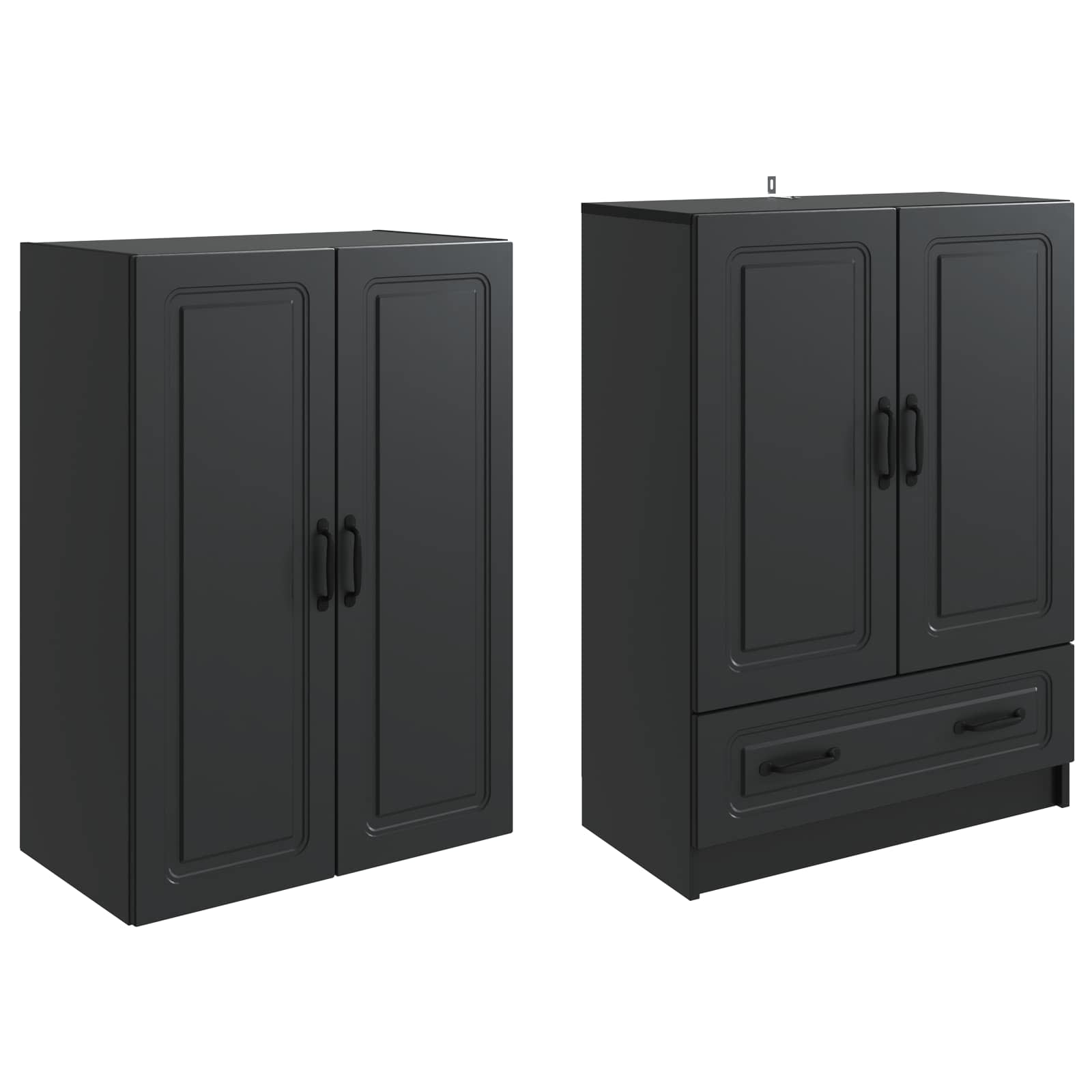Schrankset 2 pcs Schwarz Holzwerkstoff
