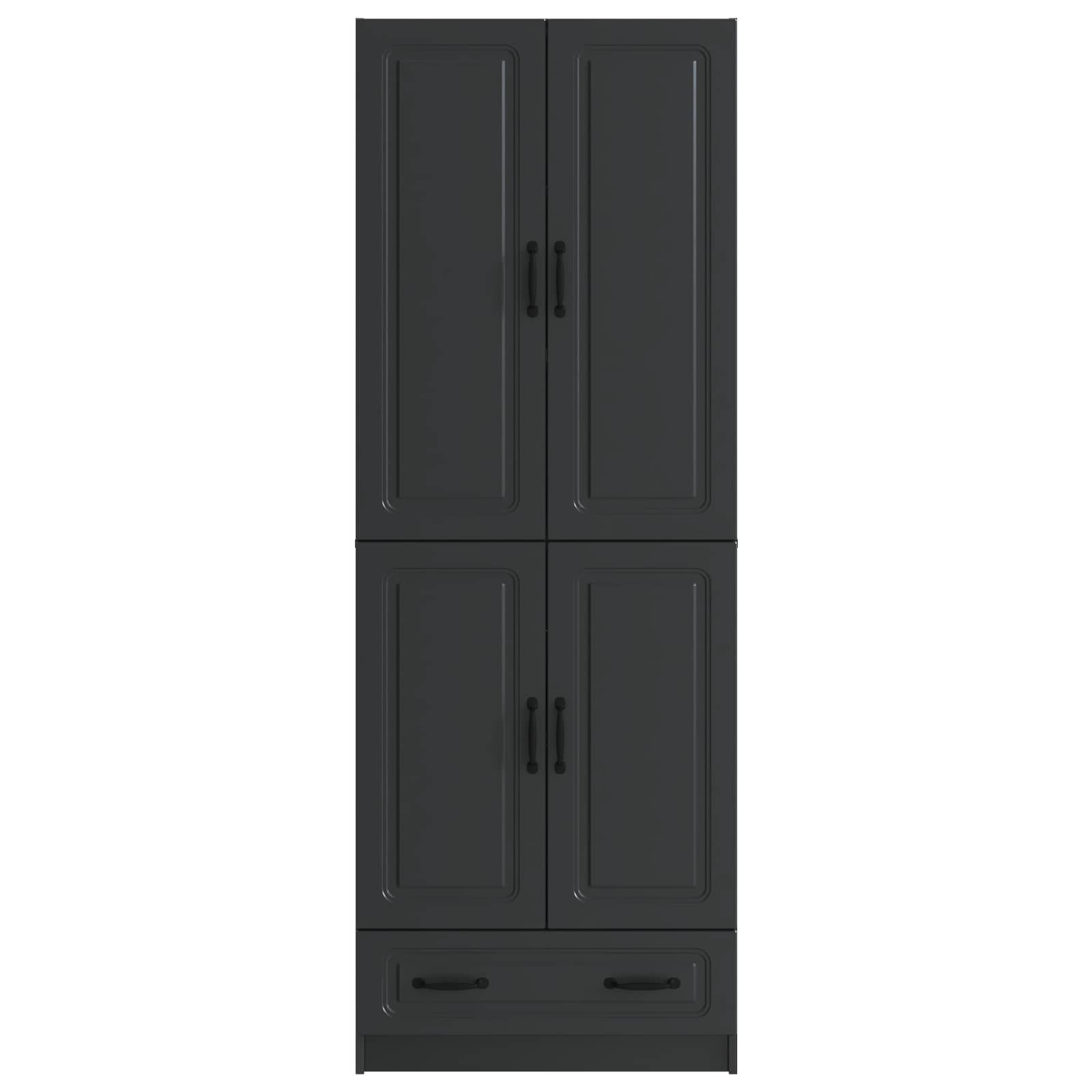 Schrankset 2 pcs Schwarz Holzwerkstoff