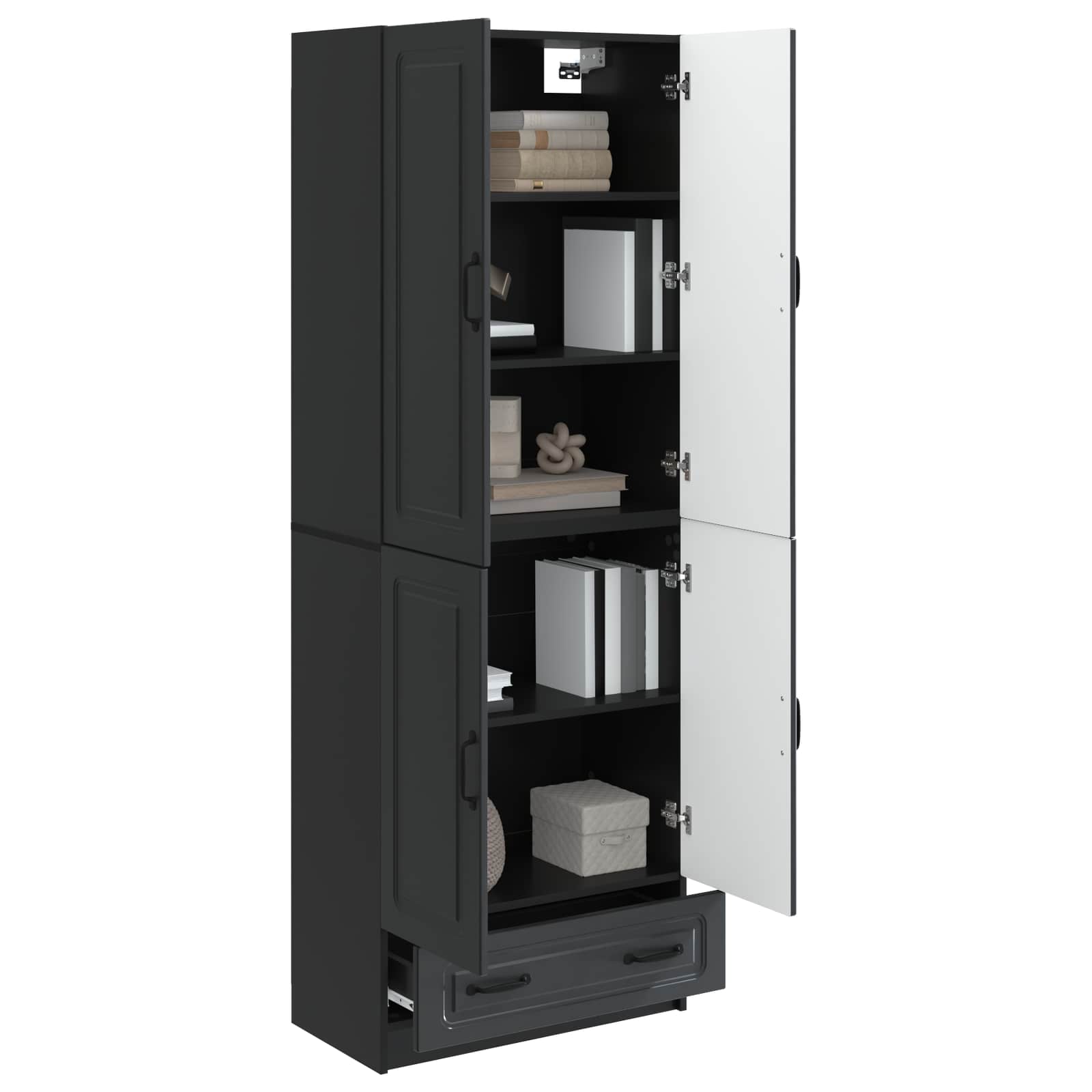 Schrankset 2 pcs Schwarz Holzwerkstoff