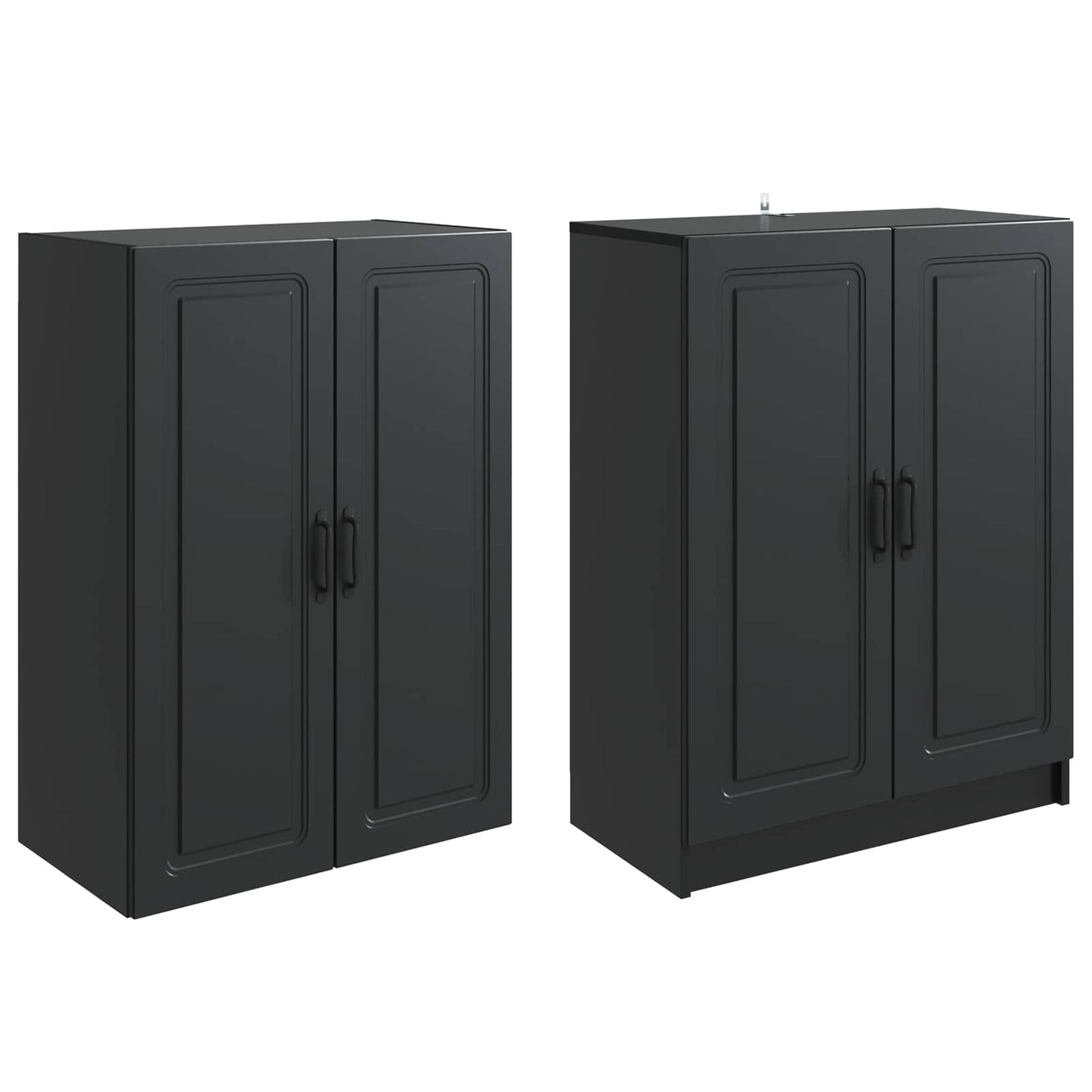 Schrankset 2 pcs Schwarz Holzwerkstoff