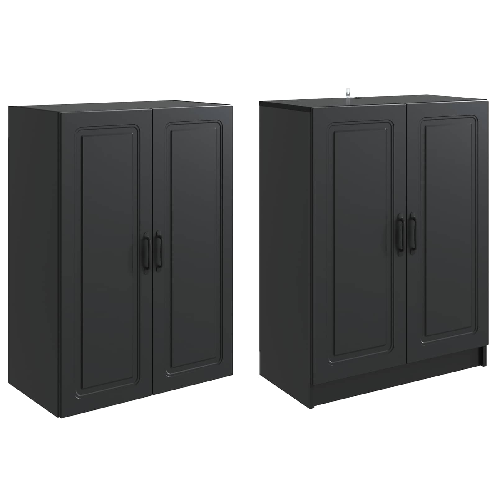 Schrankset 2 pcs Schwarz Holzwerkstoff