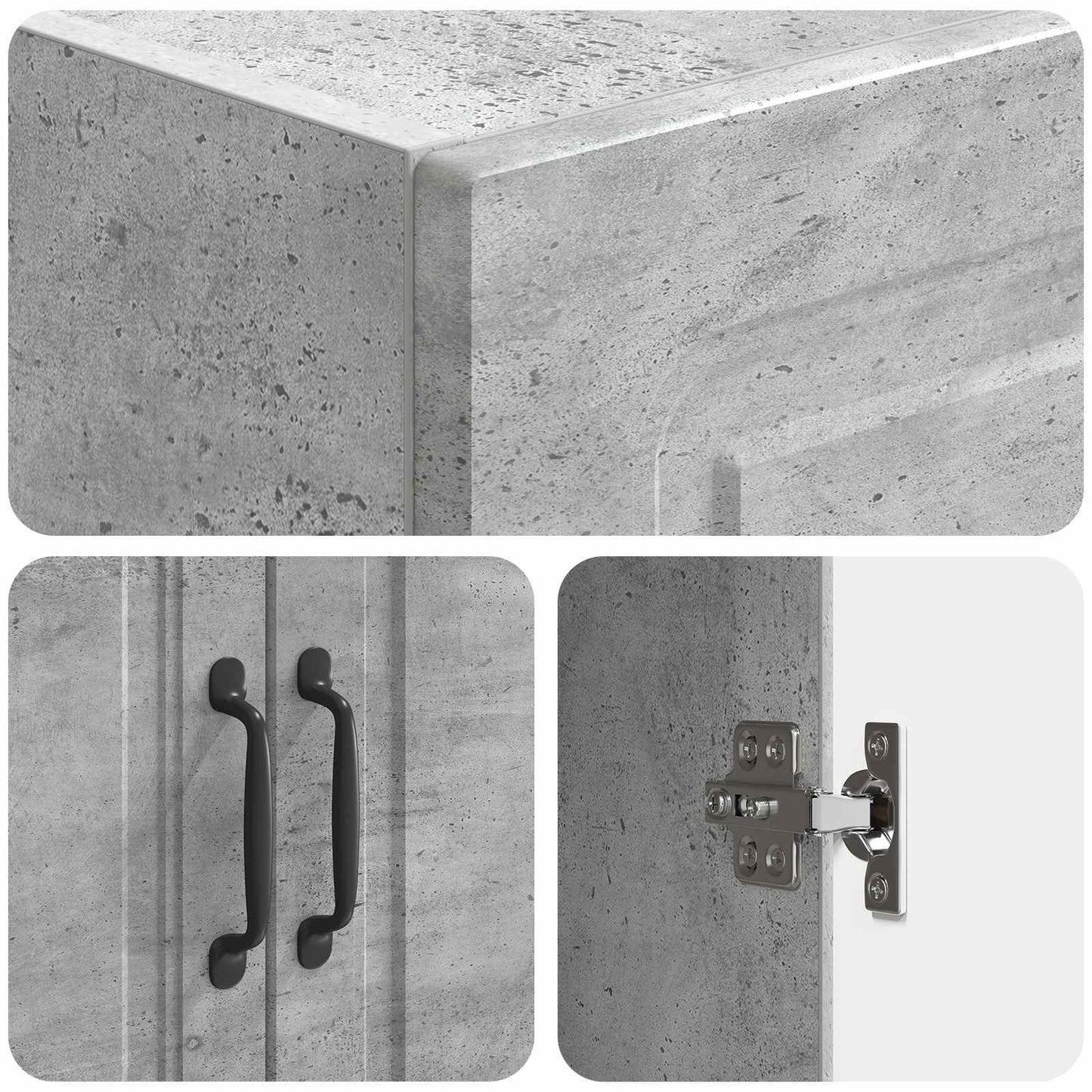 Schrankset 2 stk. Betongrau Holzwerkstoff