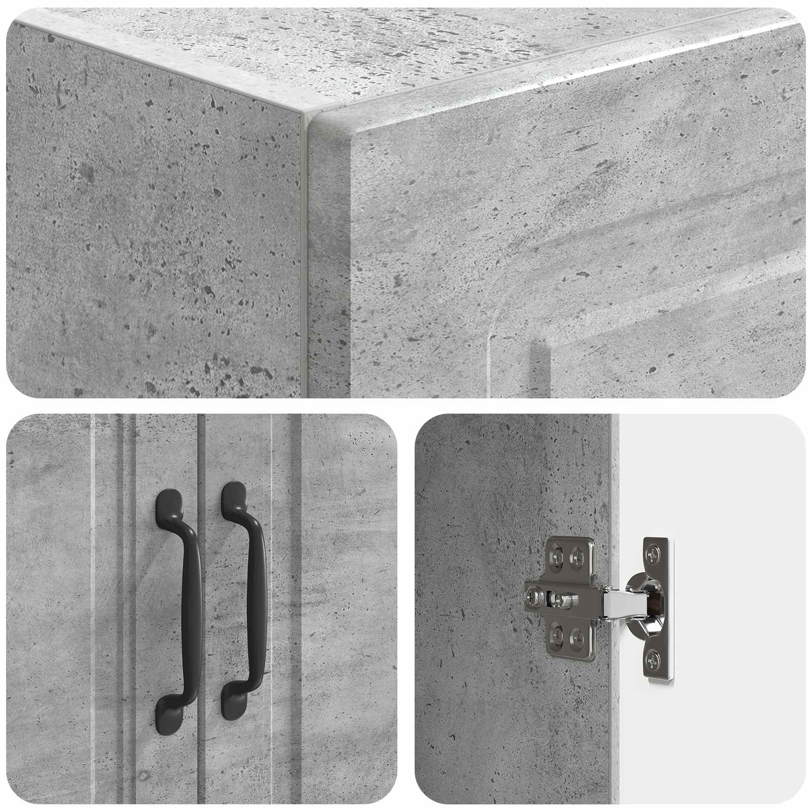 Schrankset 2 stk. Betongrau Holzwerkstoff