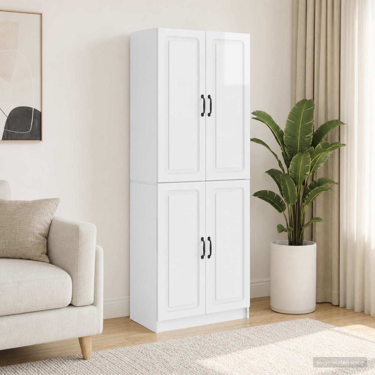 Schrankset 2 pcs Hochglanz Weiß Holzwerkstoff