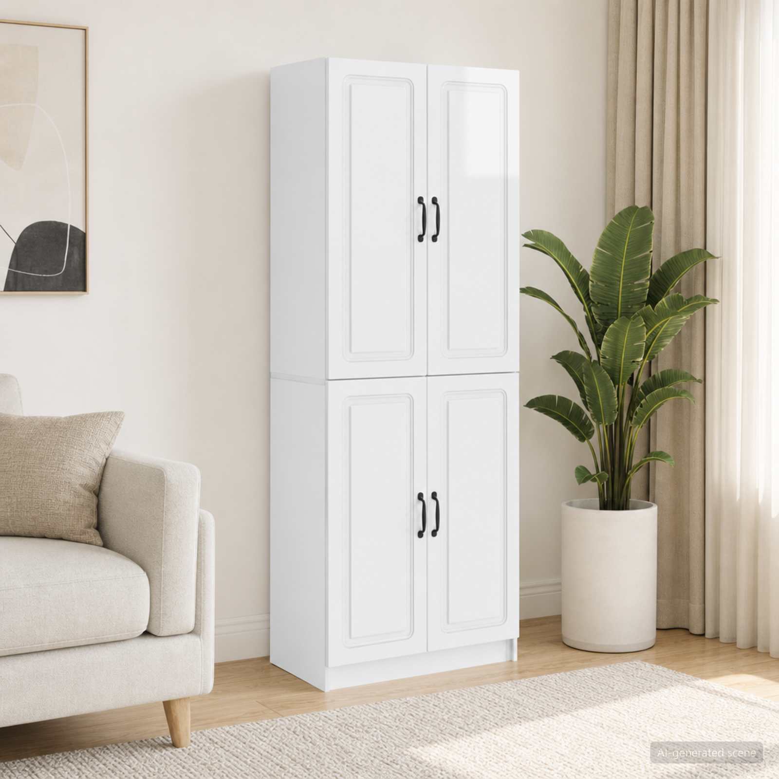 Schrankset 2 pcs Hochglanz Weiß Holzwerkstoff