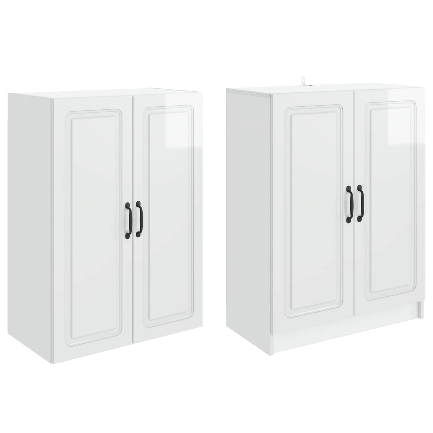 Schrankset 2 pcs Hochglanz Weiß Holzwerkstoff