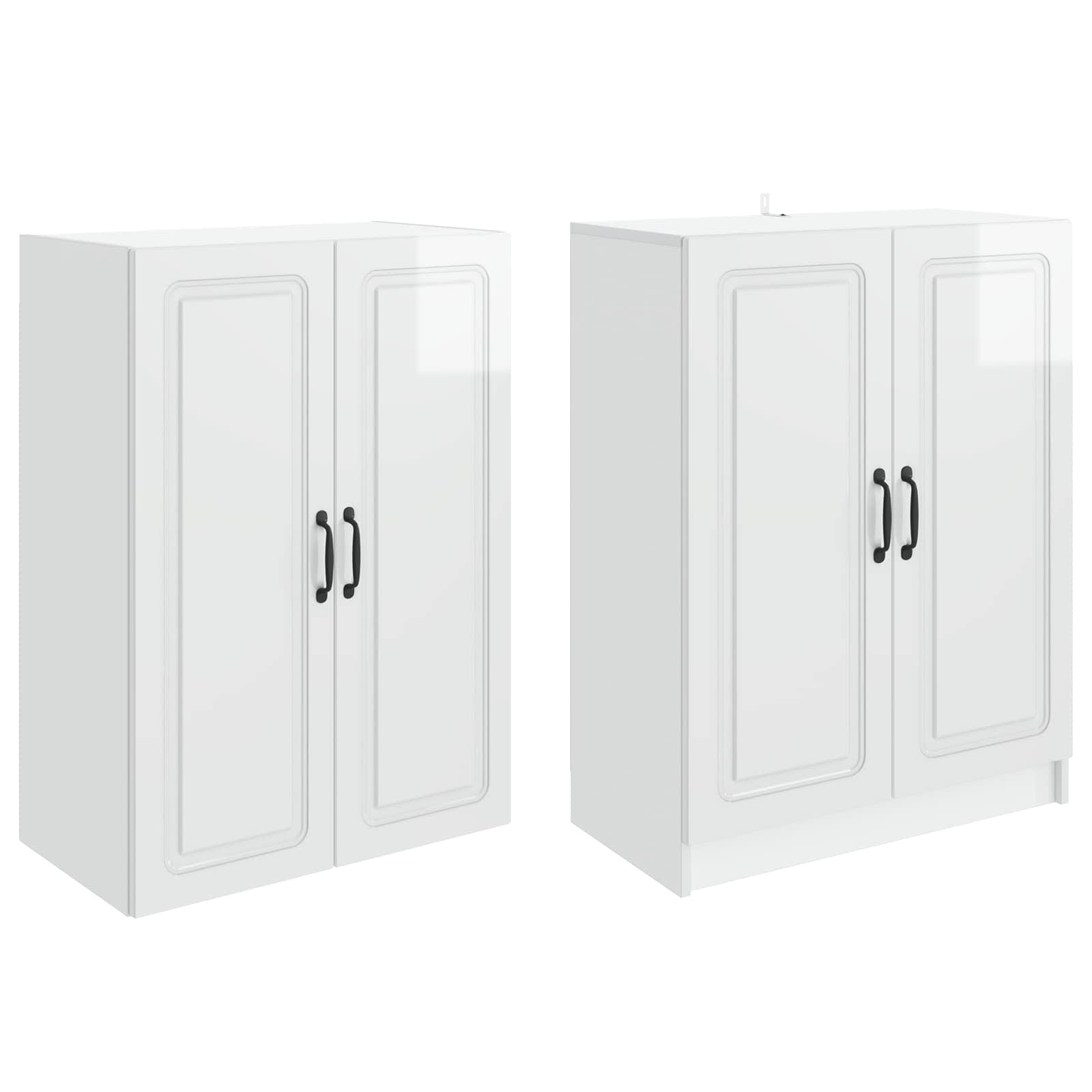Schrankset 2 pcs Hochglanz Weiß Holzwerkstoff