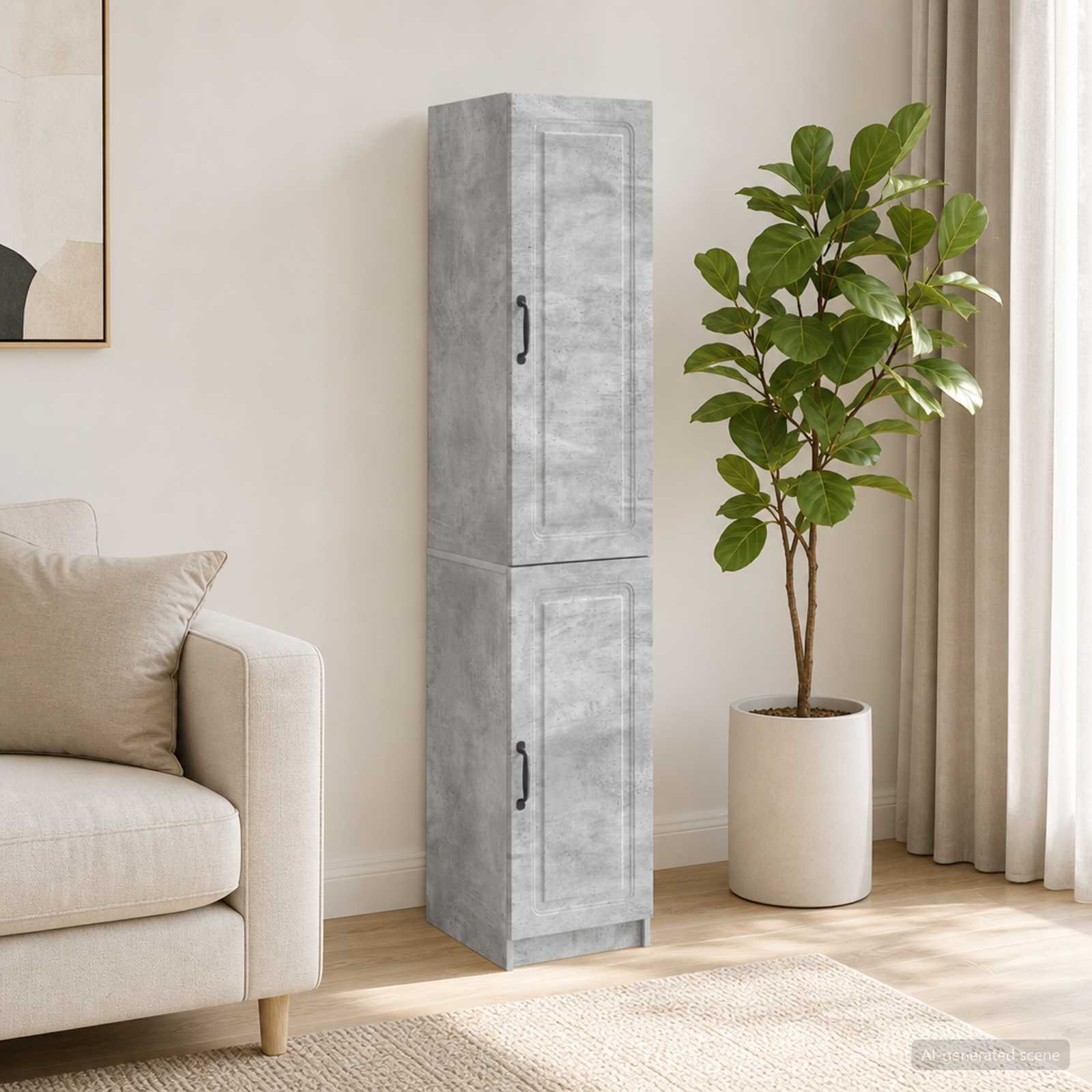 Schrankset 2 pcs Betongrau Holzwerkstoff