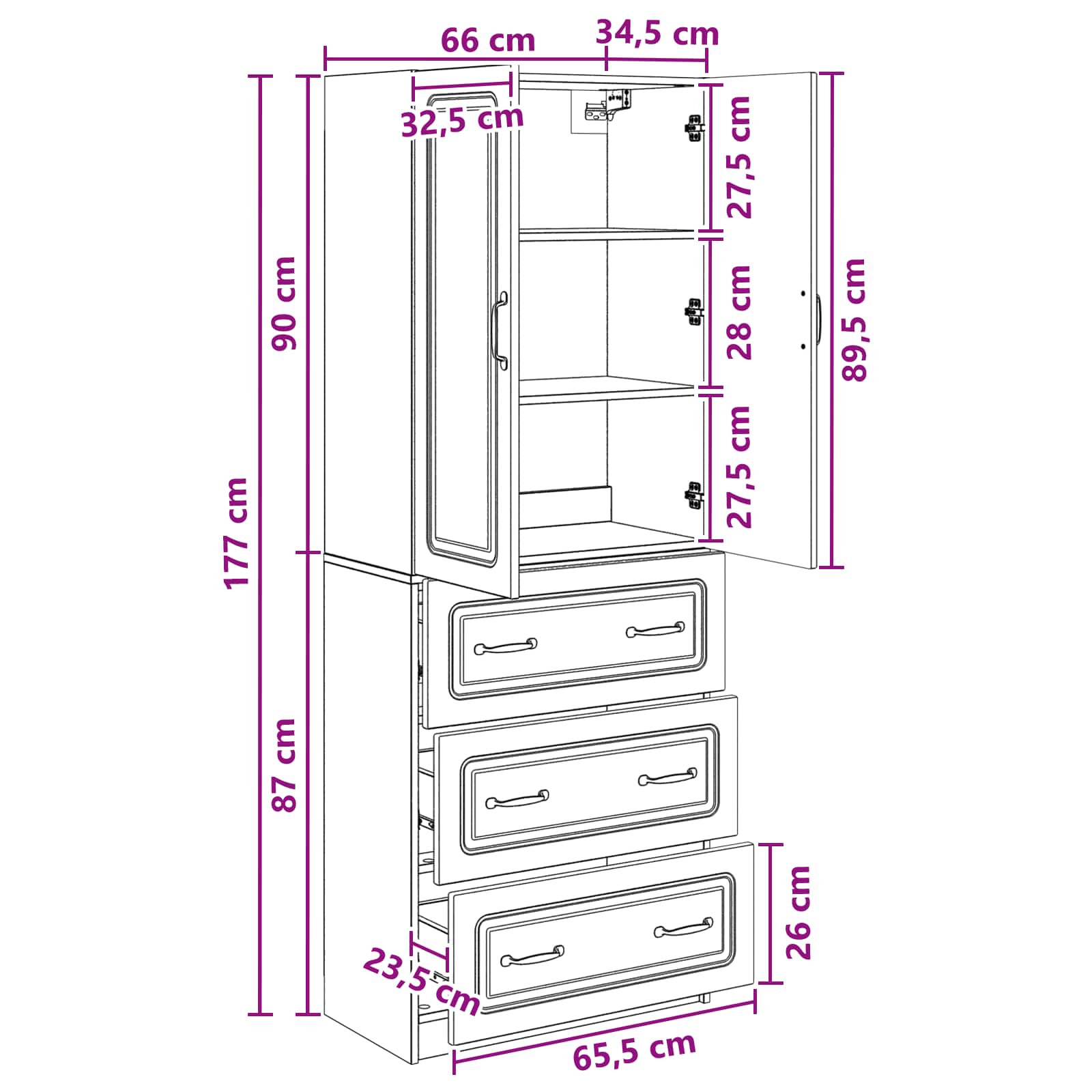 Schrankset 2 stk. 66 x 34,5 x 87 cm Holzwerkstoff