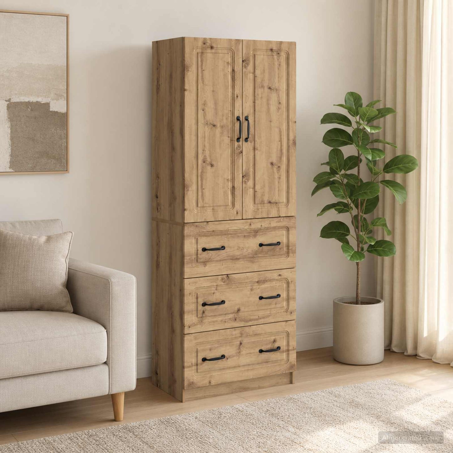 Schrankset 2 Stk. 66 x 34,5 x 87 cm Holzwerkstoff Artisan-Eiche