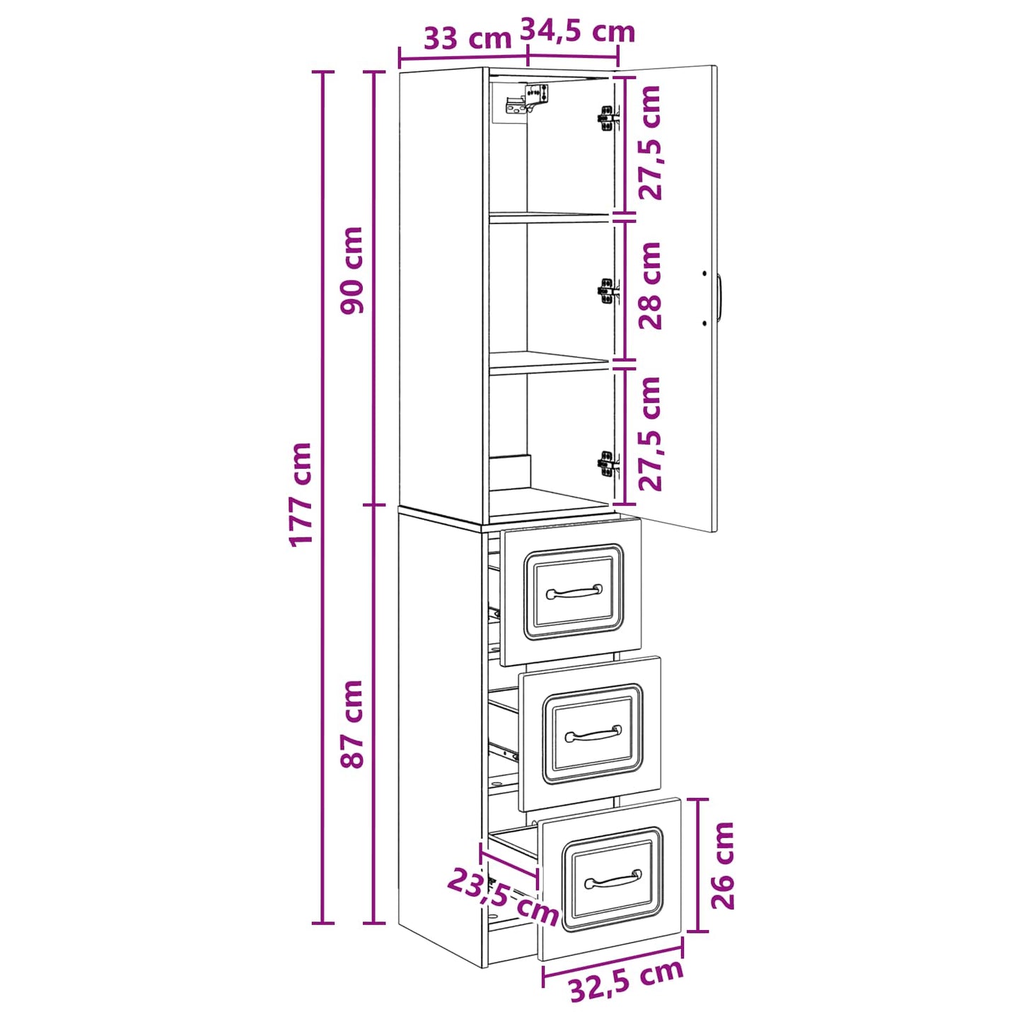 Schrankset 2 stk. 33 x 34,5 x 87 cm Holzwerkstoff Sonoma-Eiche