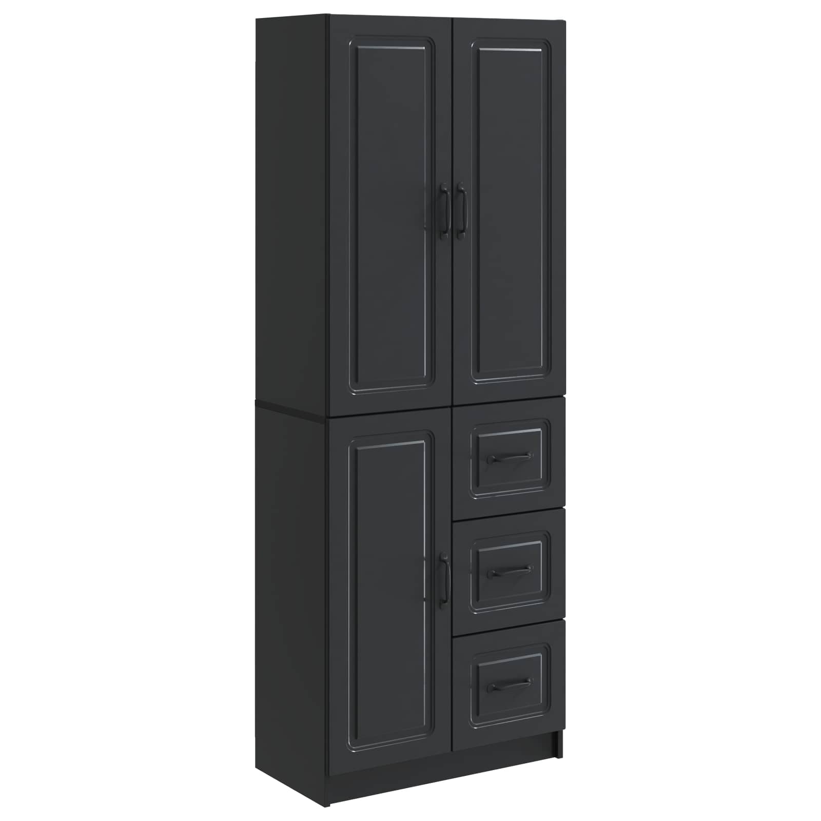 Schrankset 2 pcs Schwarz Holzwerkstoff