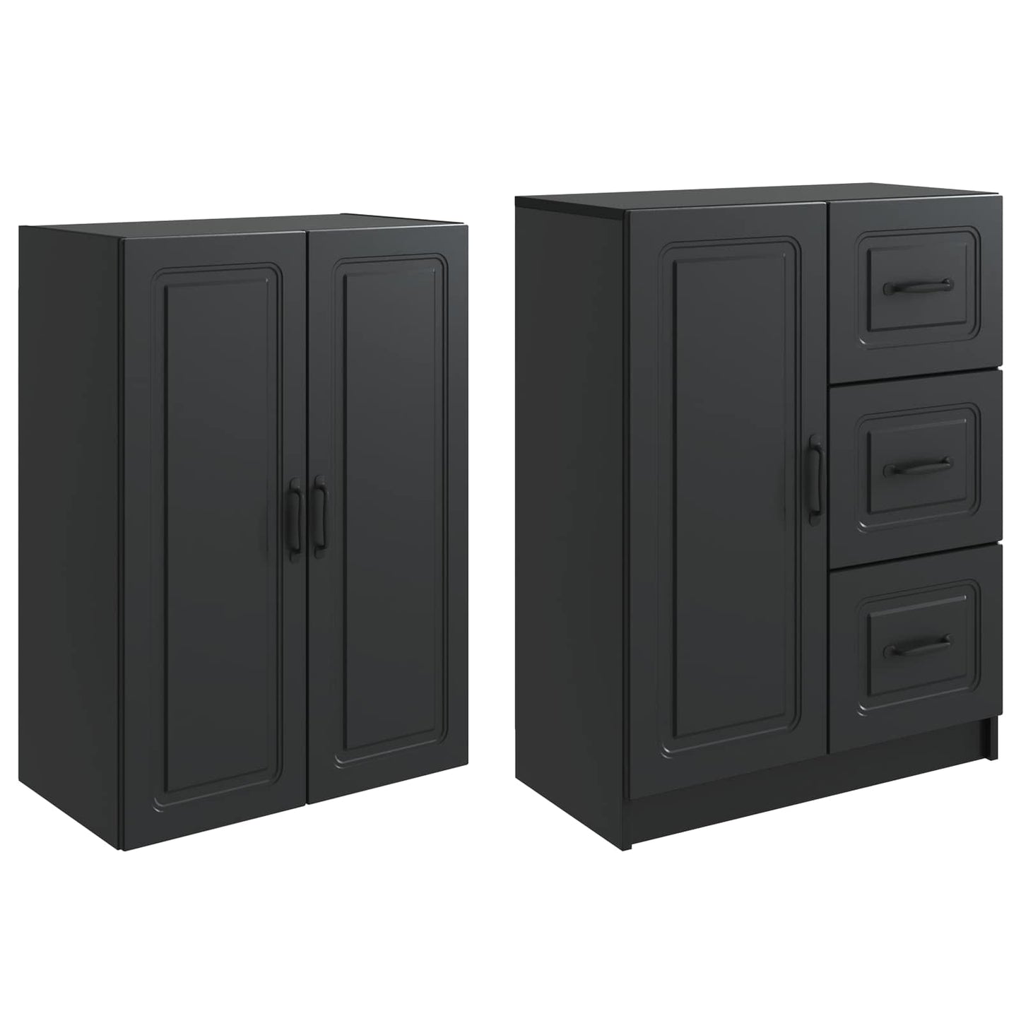 Schrankset 2 pcs Schwarz Holzwerkstoff