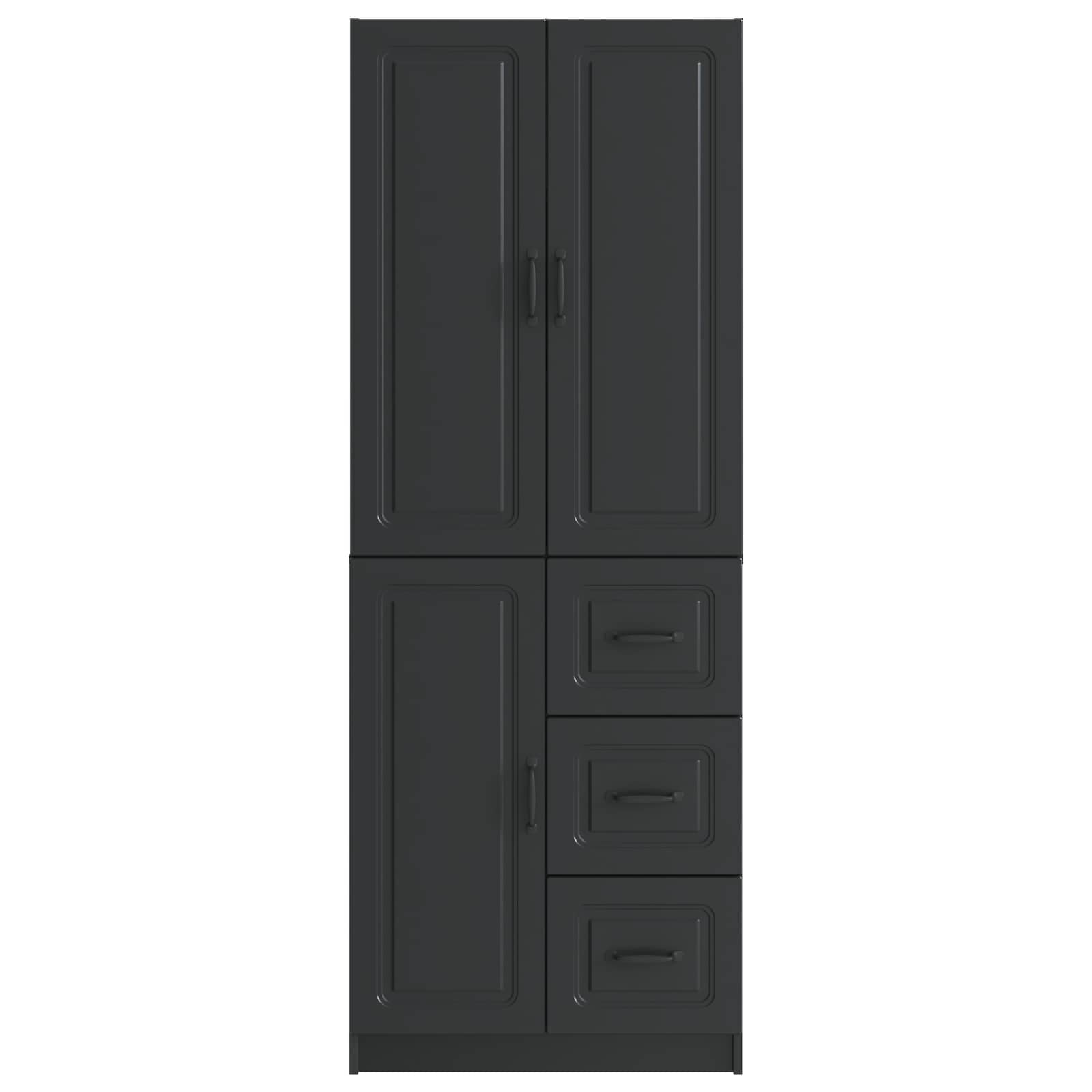 Schrankset 2 pcs Schwarz Holzwerkstoff