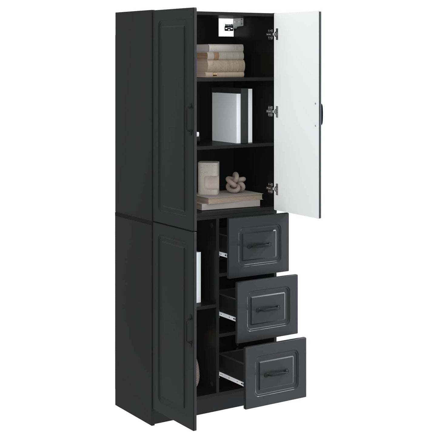 Schrankset 2 pcs Schwarz Holzwerkstoff