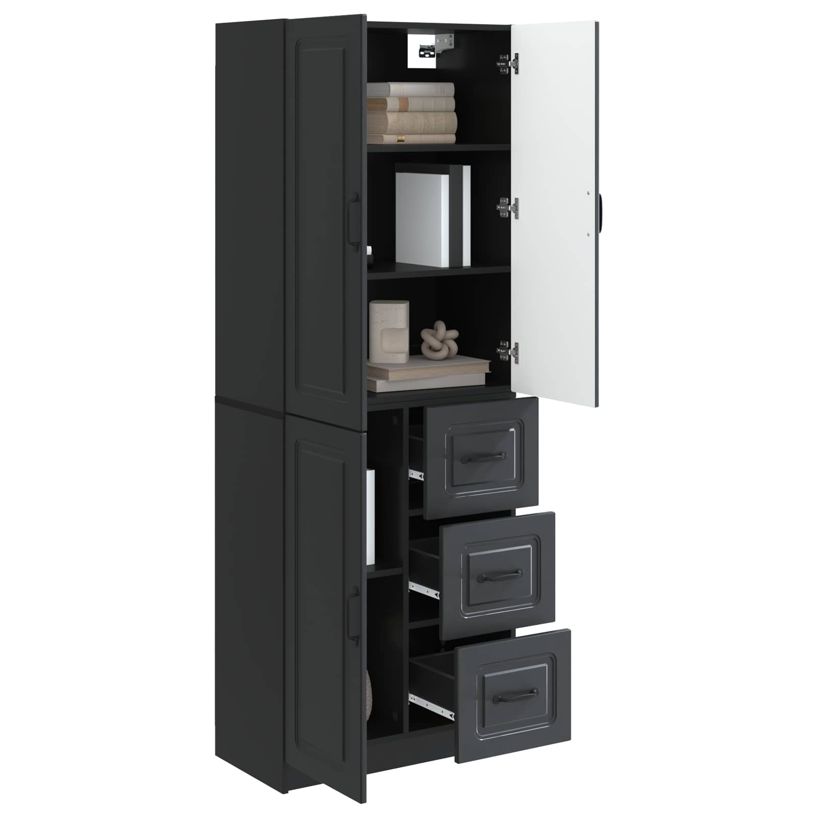 Schrankset 2 pcs Schwarz Holzwerkstoff