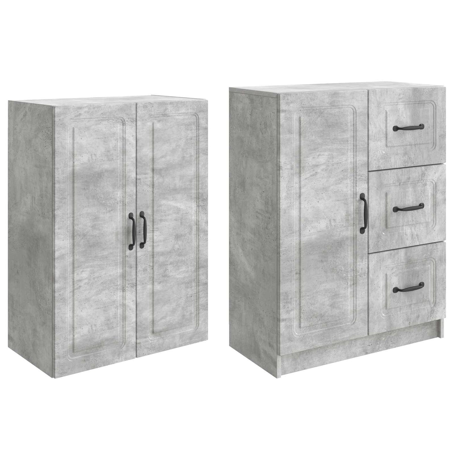 Schrankset 2 pcs Betongrau Holzwerkstoff