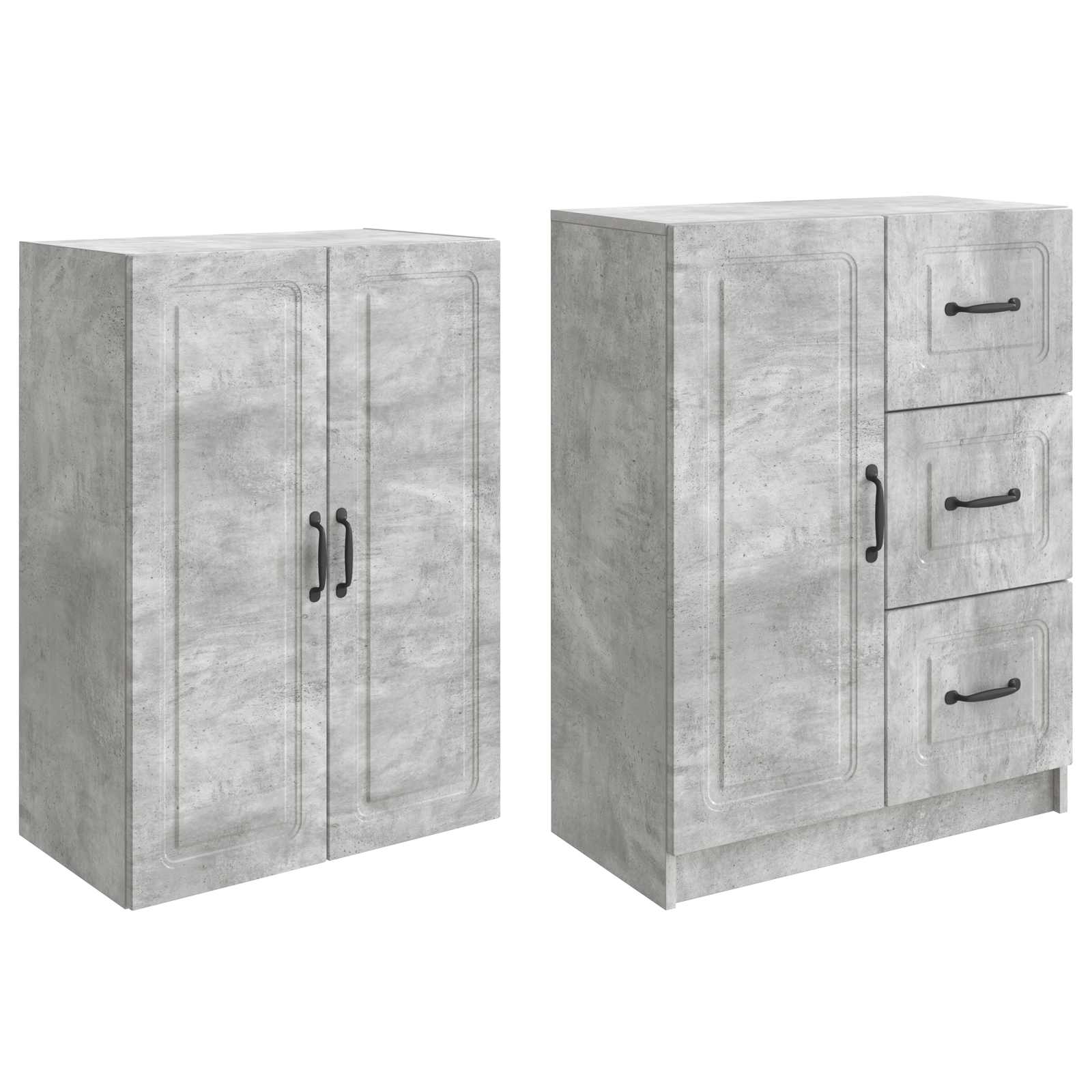 Schrankset 2 pcs Betongrau Holzwerkstoff