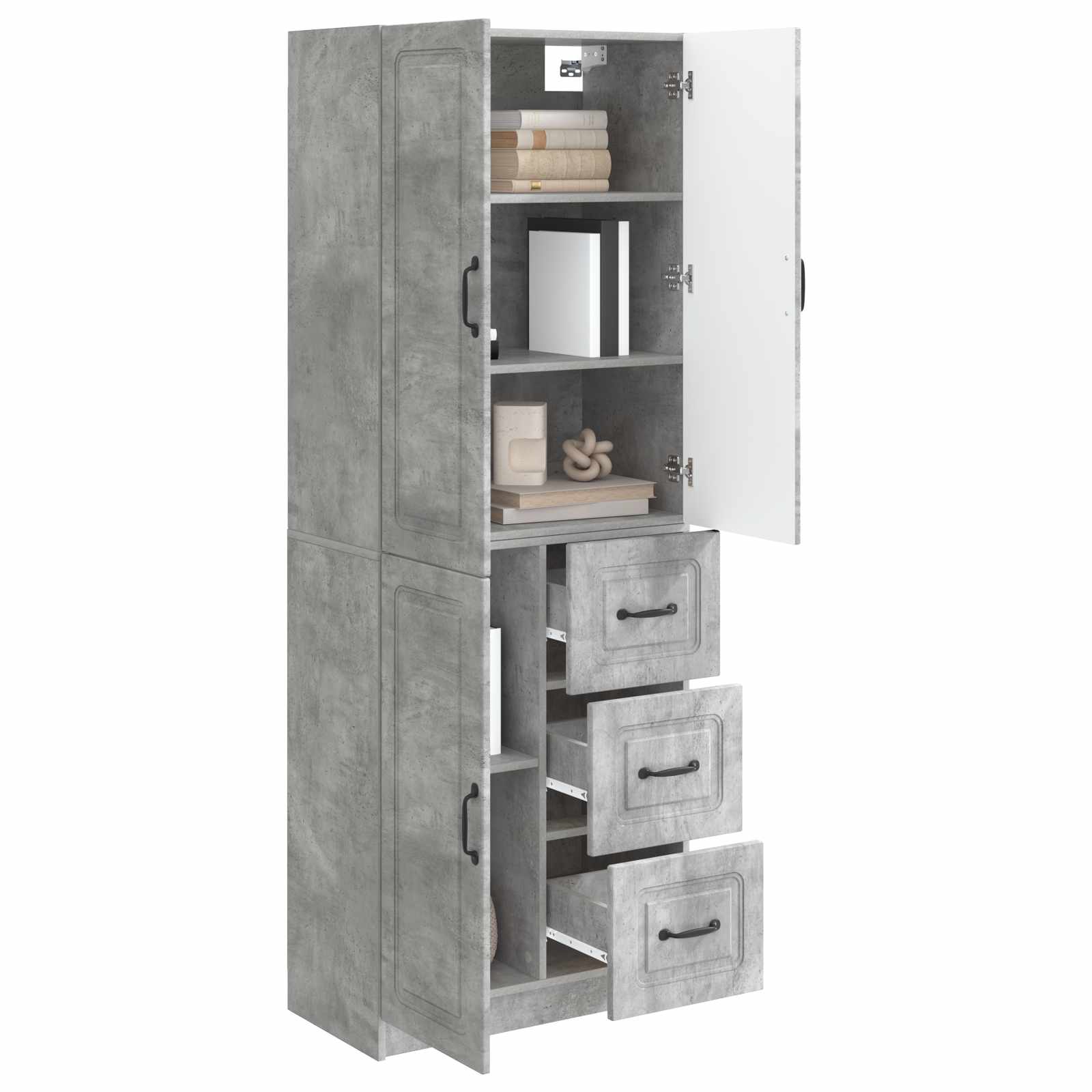 Schrankset 2 pcs Betongrau Holzwerkstoff