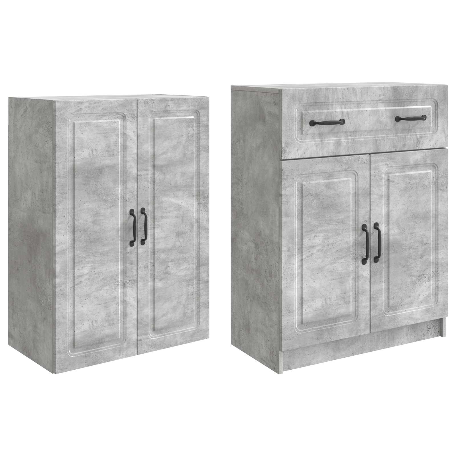 Schrankset 2 pcs Betongrau Holzwerkstoff