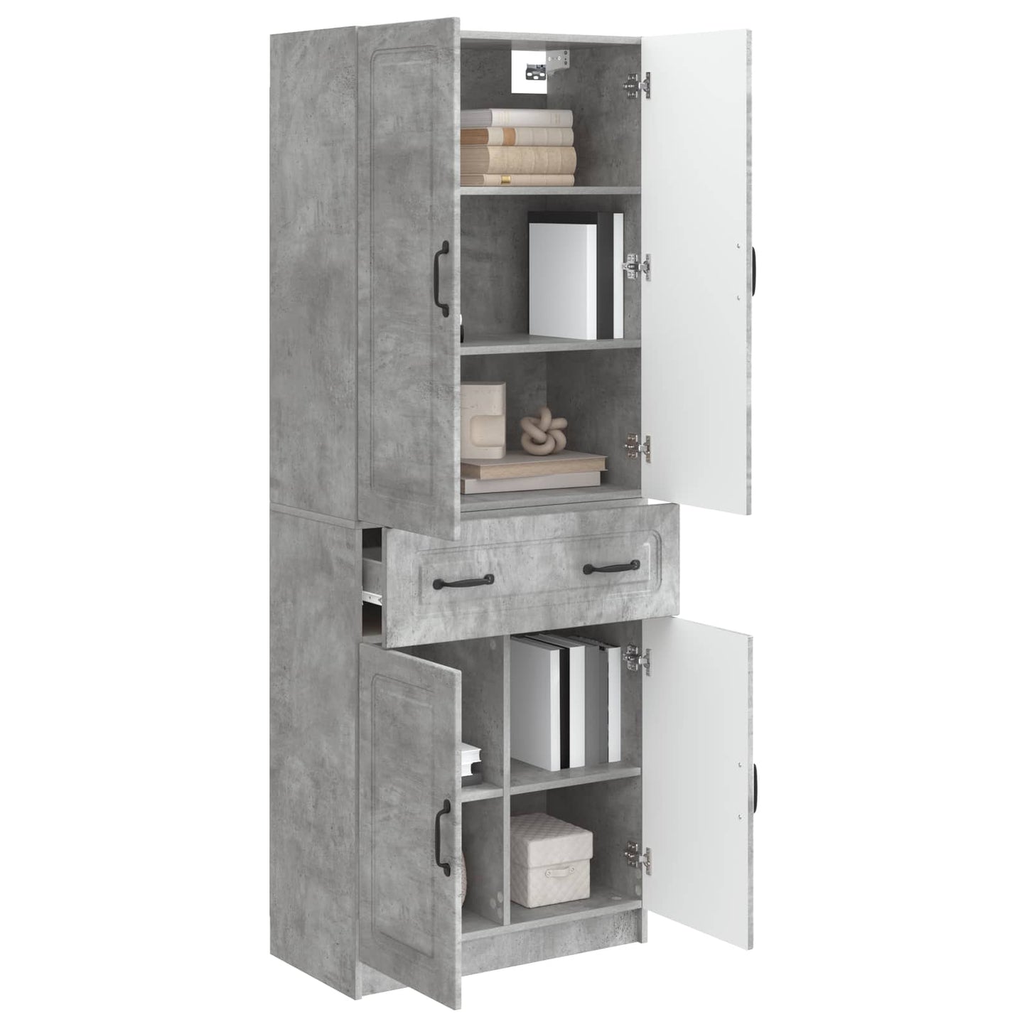 Schrankset 2 pcs Betongrau Holzwerkstoff
