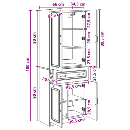 Schrankset 2 stk. Betongrau Holzwerkstoff