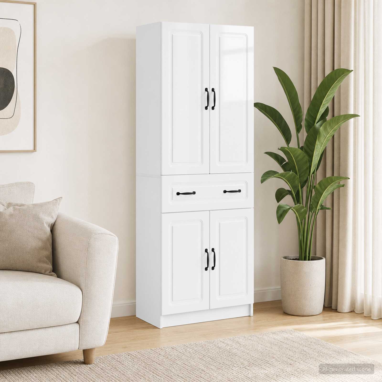 Schrankset 2 pcs Hochglanz Weiß Holzwerkstoff