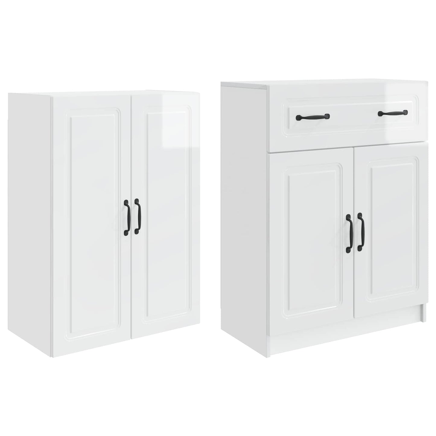Schrankset 2 pcs Hochglanz Weiß Holzwerkstoff