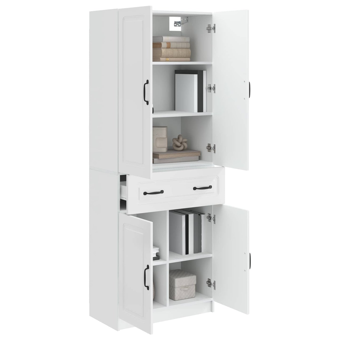 Schrankset 2 pcs Hochglanz Weiß Holzwerkstoff