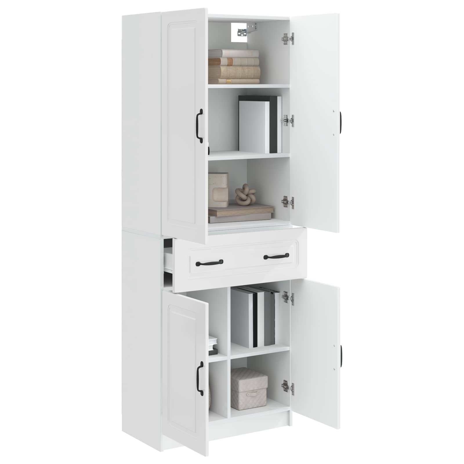 Schrankset 2 pcs Hochglanz Weiß Holzwerkstoff