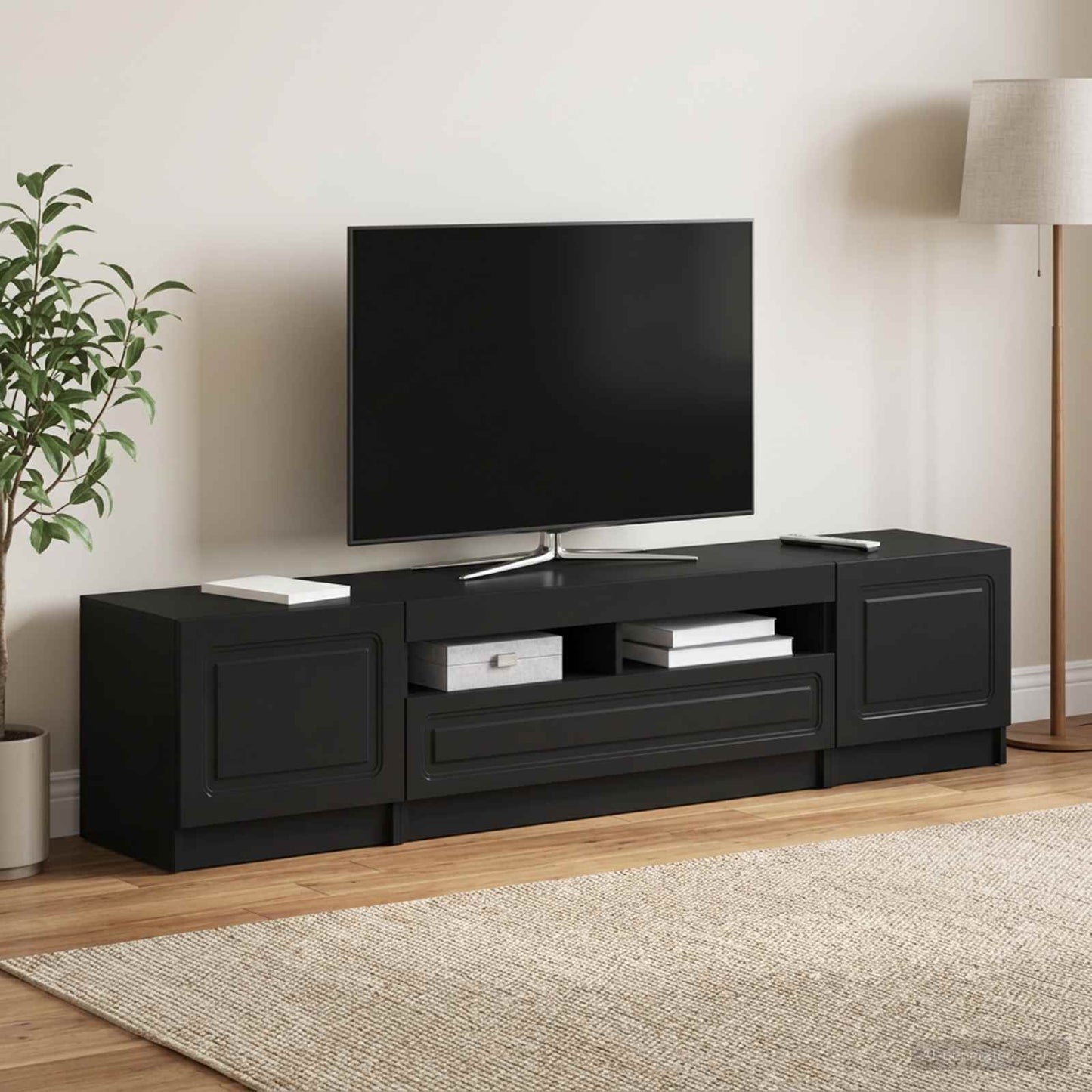 5-teiliges LED TV Schrank Schwarz Holzwerkstoff