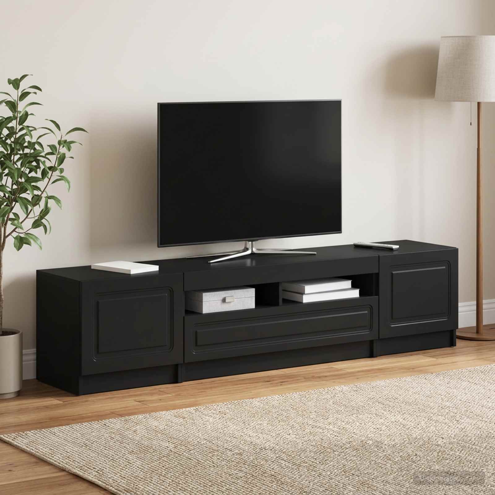 5-teiliges LED TV Schrank Schwarz Holzwerkstoff