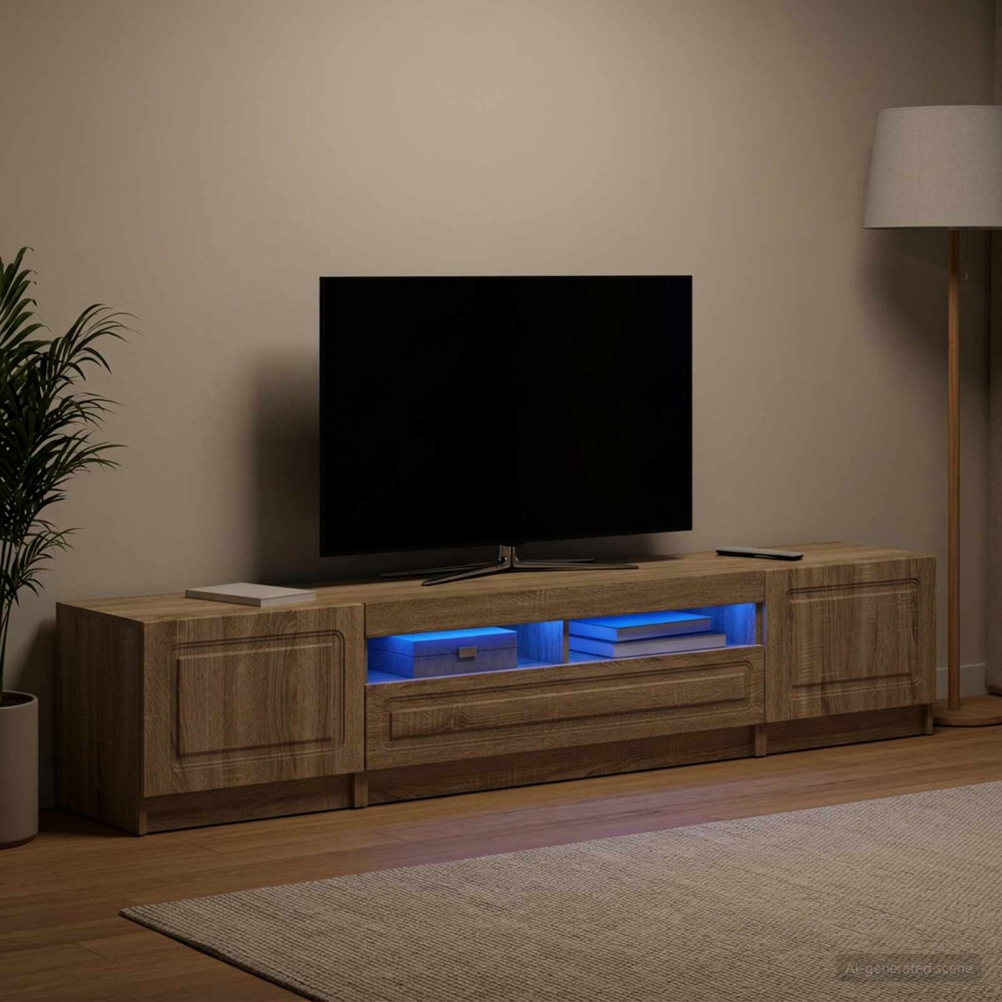 5-teiliges LED TV Schrank Sonoma-Eiche Holzwerkstoff