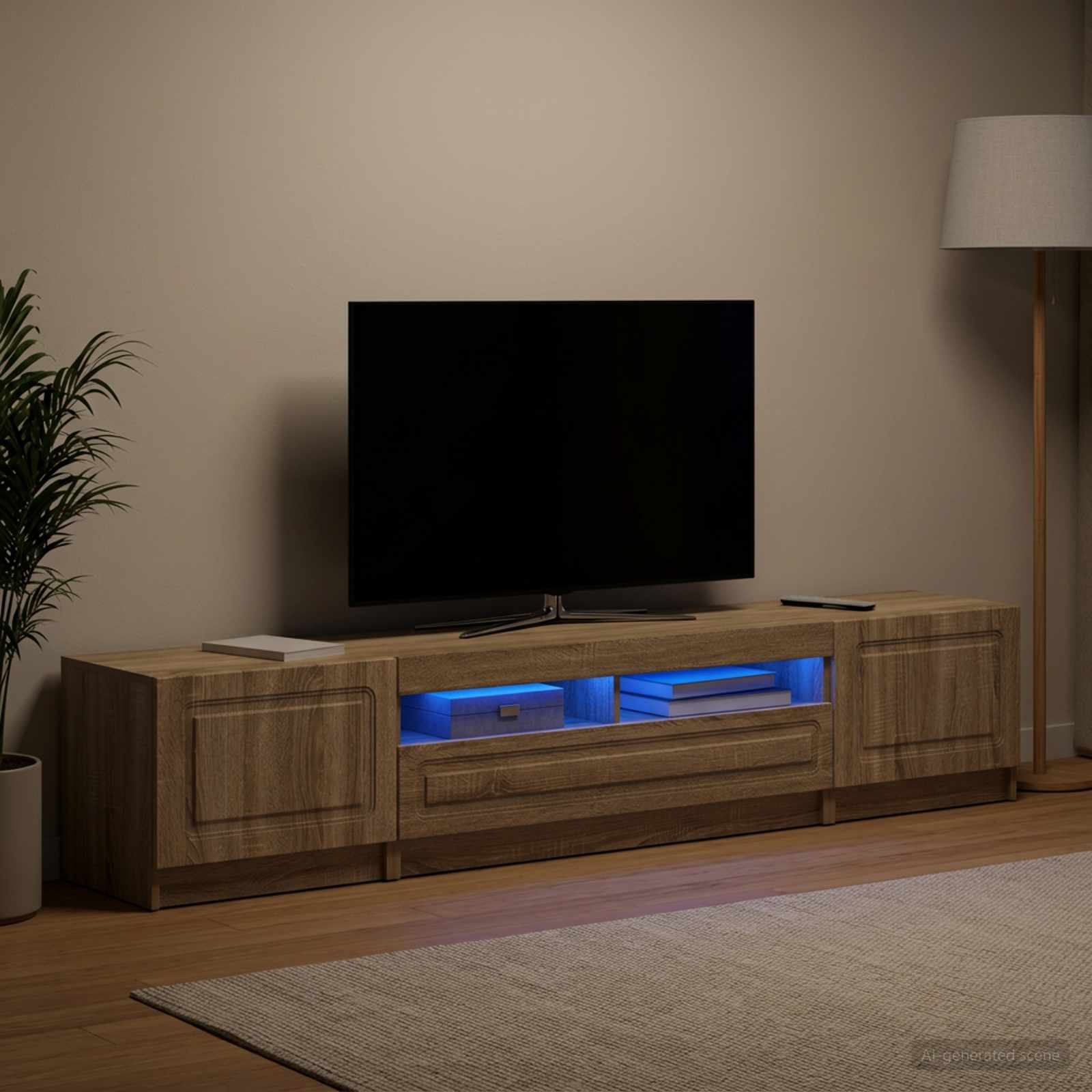 5-teiliges LED TV Schrank Sonoma-Eiche Holzwerkstoff