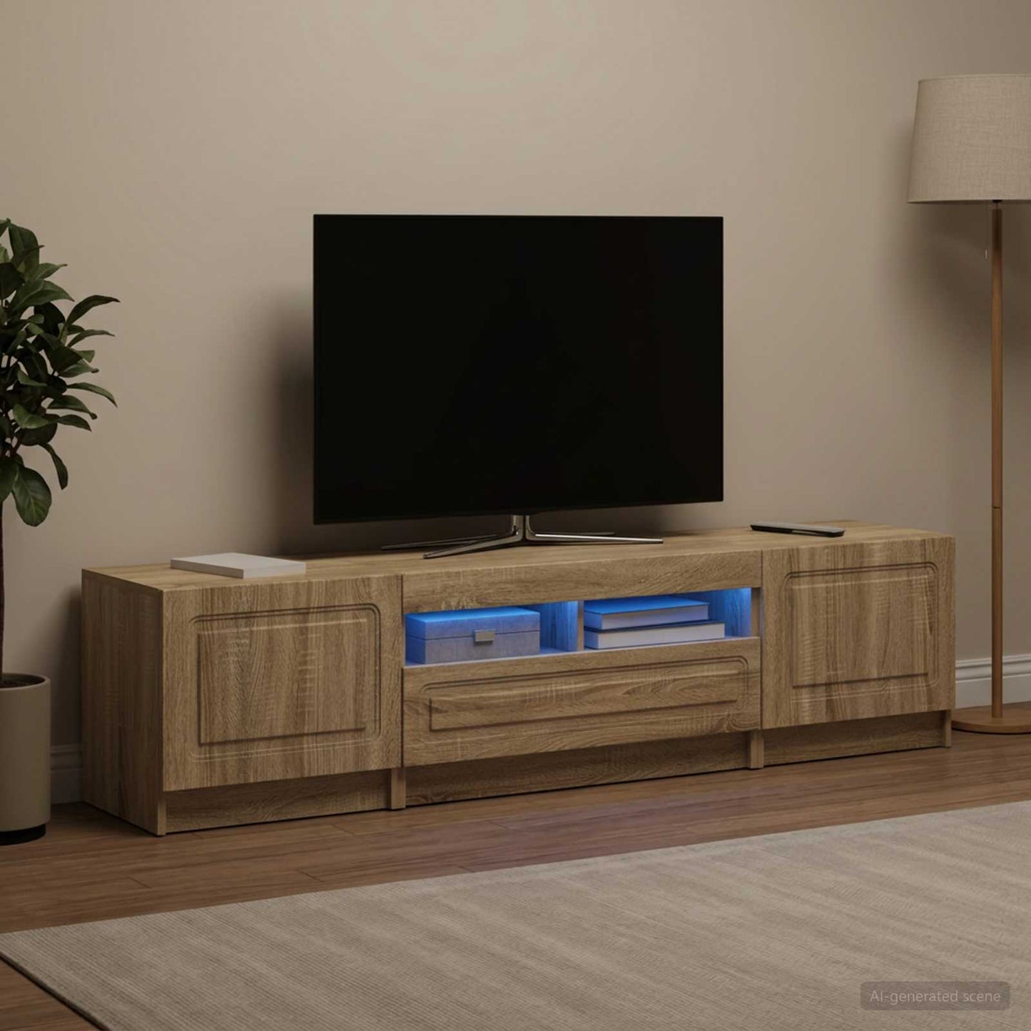 5-teiliges LED TV Schrank Sonoma-Eiche Holzwerkstoff