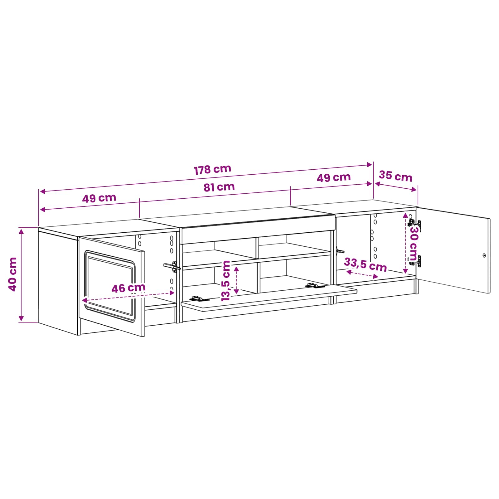 5-teiliges LED TV Schrank Sonoma-Eiche Holzwerkstoff