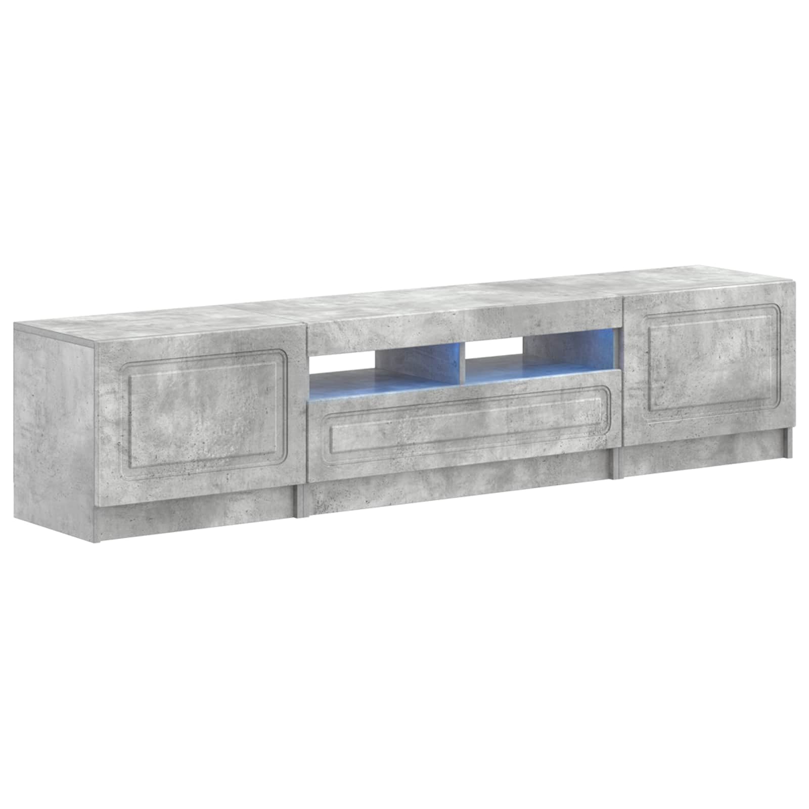 5-teiliges LED TV Schrank Betongrau Holzwerkstoff