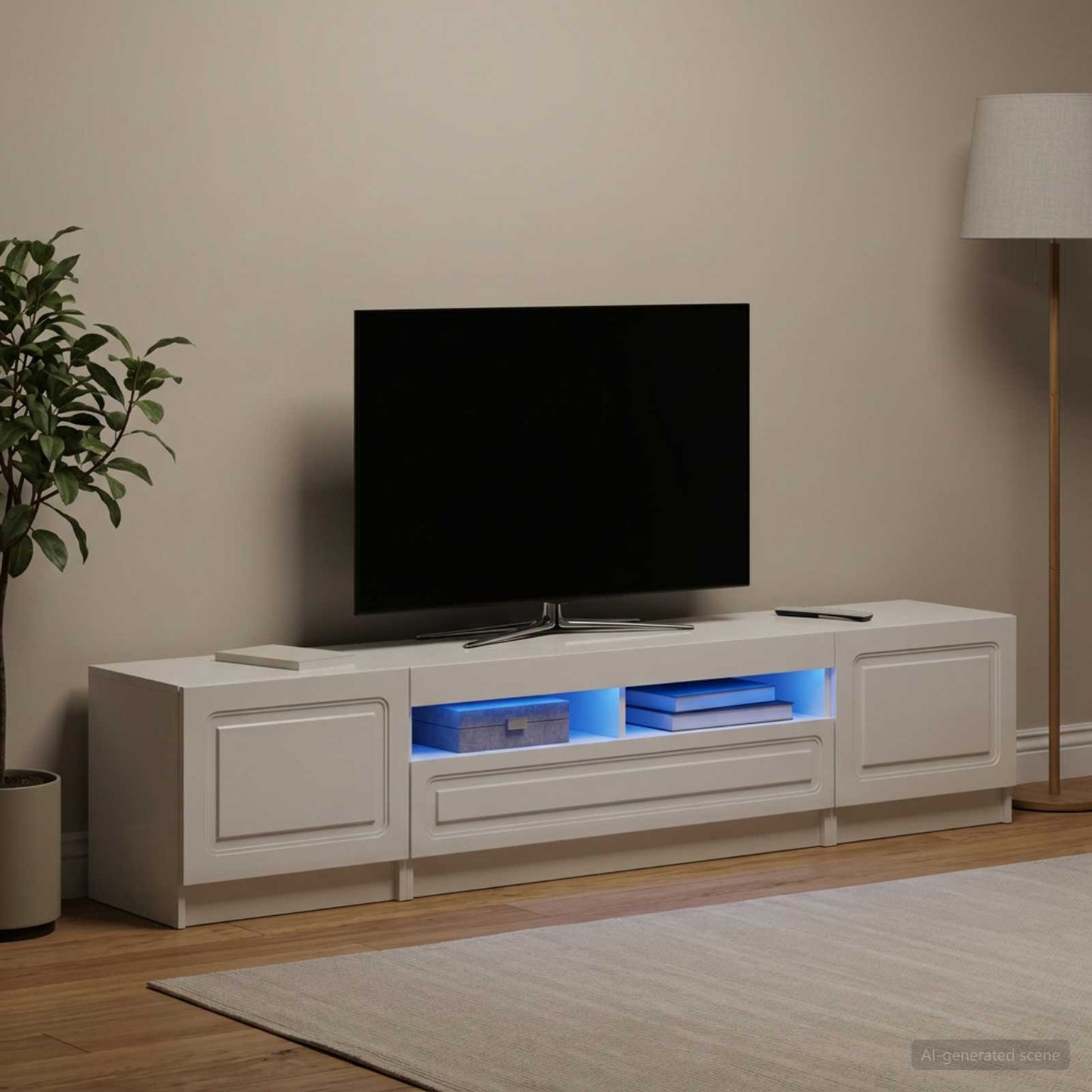 5-teiliges LED TV Schrank Hochglanz Weiß Holzwerkstoff