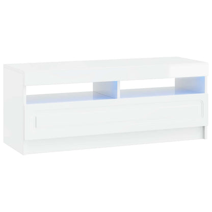 LED-TV-Schrank UTRECHT 3 stk. Hochglanz Weiß Holzwerkstoff